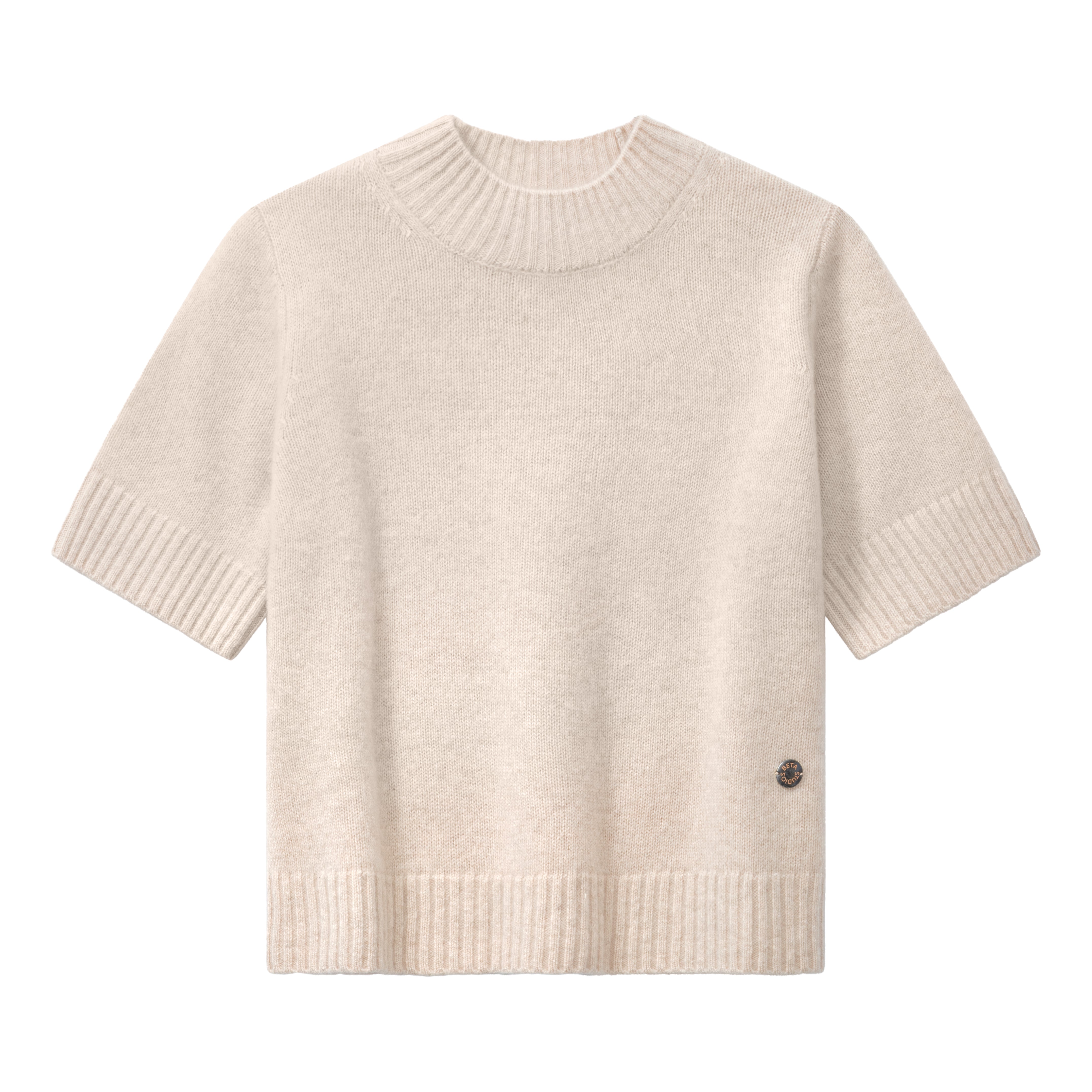 Beta Studios Mie Short Sleeves Cashmere Tops Eco Alabast White