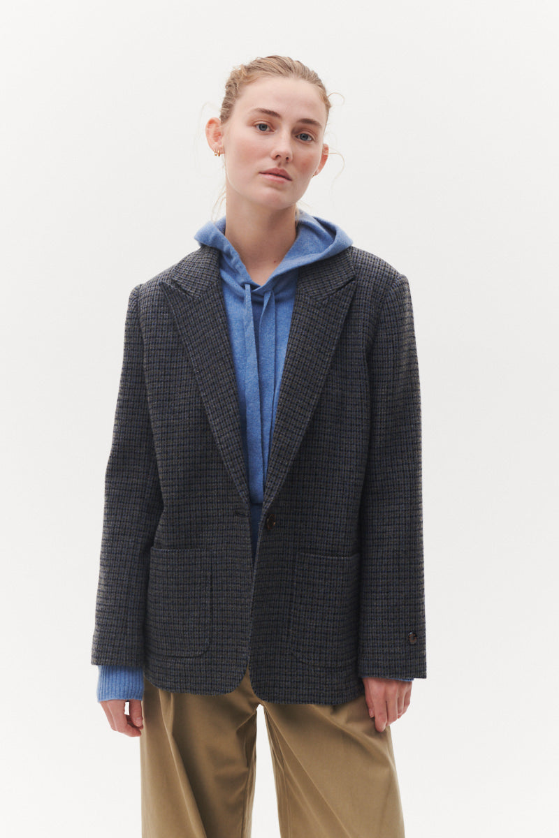 Beta Studios Molly Blazer Jacket Grey Checks