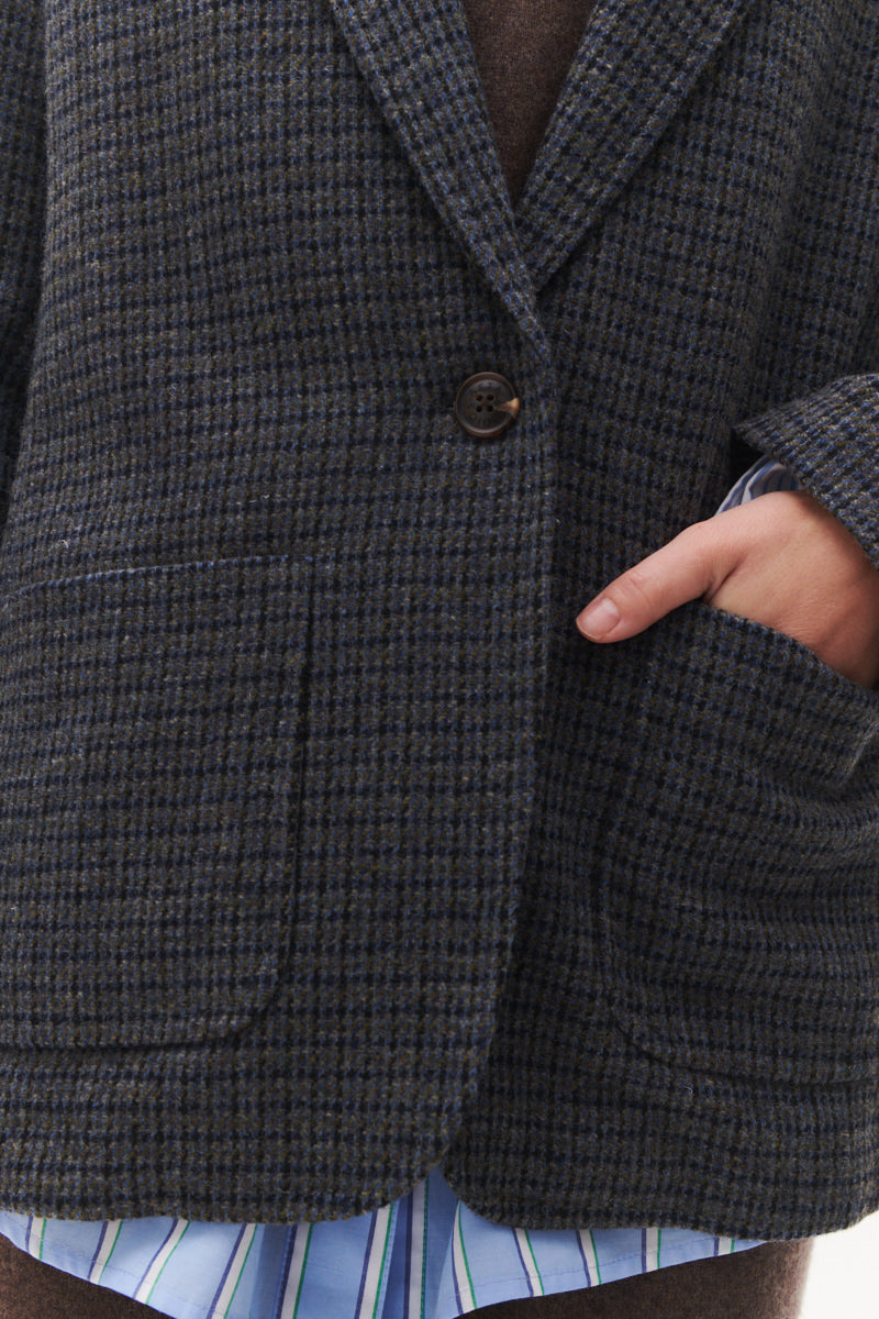 Beta Studios Molly Blazer Jacket Grey Checks