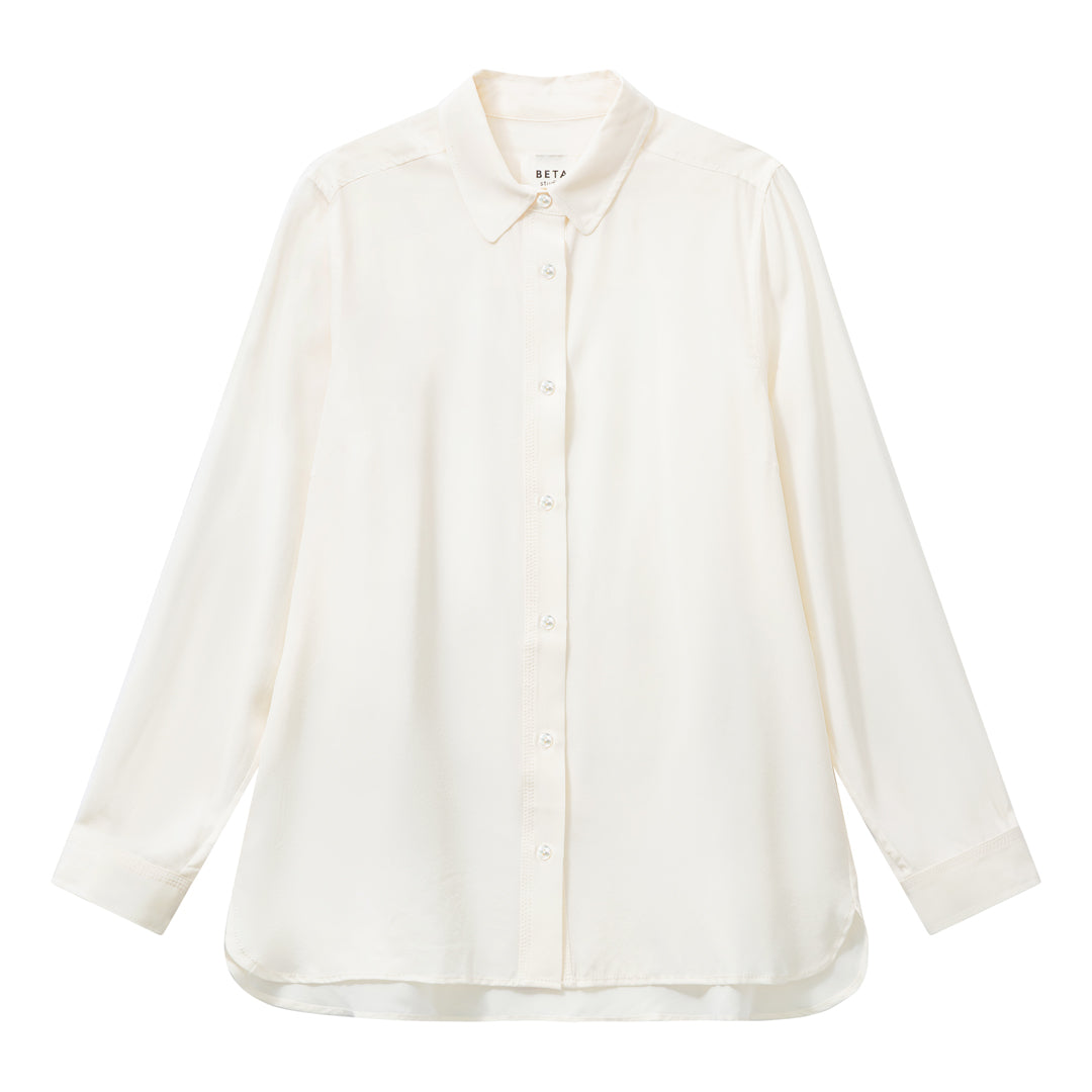 Beta Studios Morgan Silk Shirt Shirt Whisper White