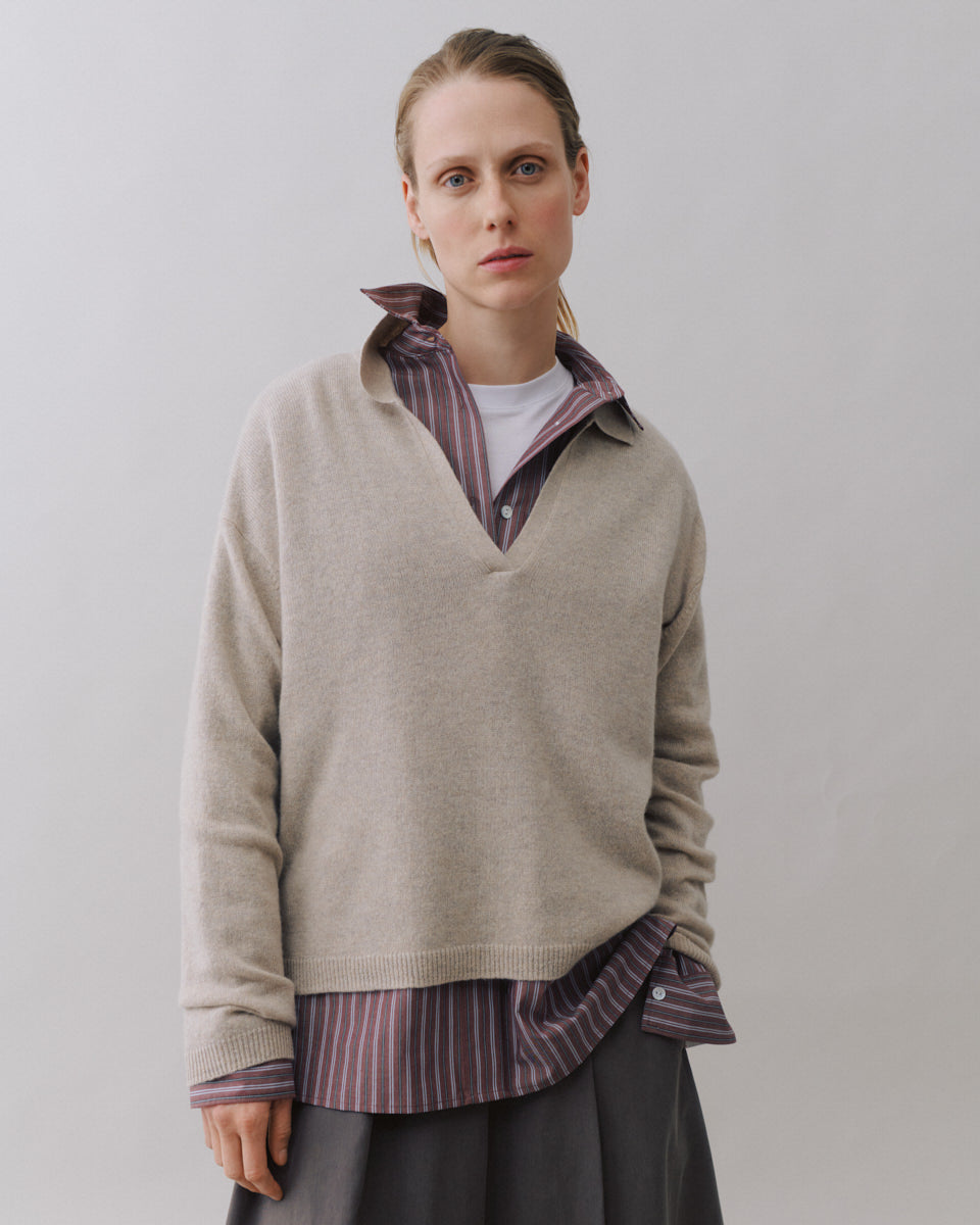 Beta Studios Naya Polo Cashmere Tops Sand Melange
