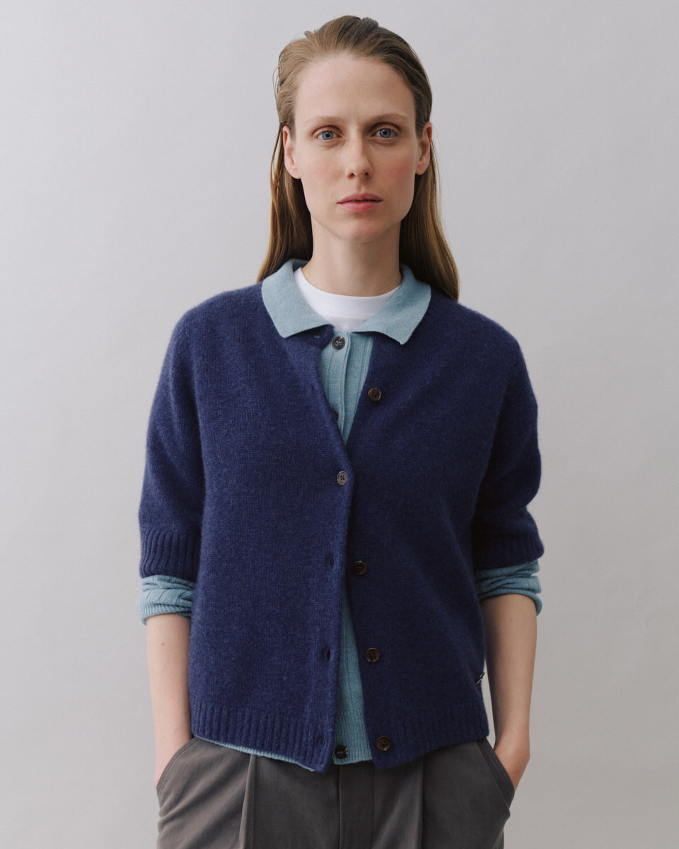 Beta Studios Nete Polo Cardigan Cashmere Cardigan Pearl Blue