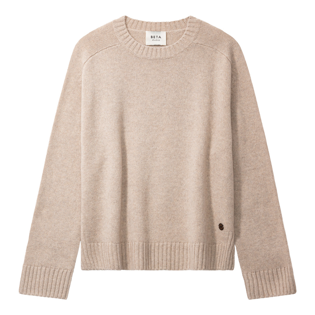 Beta Studios Nikita O-Neck Uld/Cashmere Tops Sand Melange