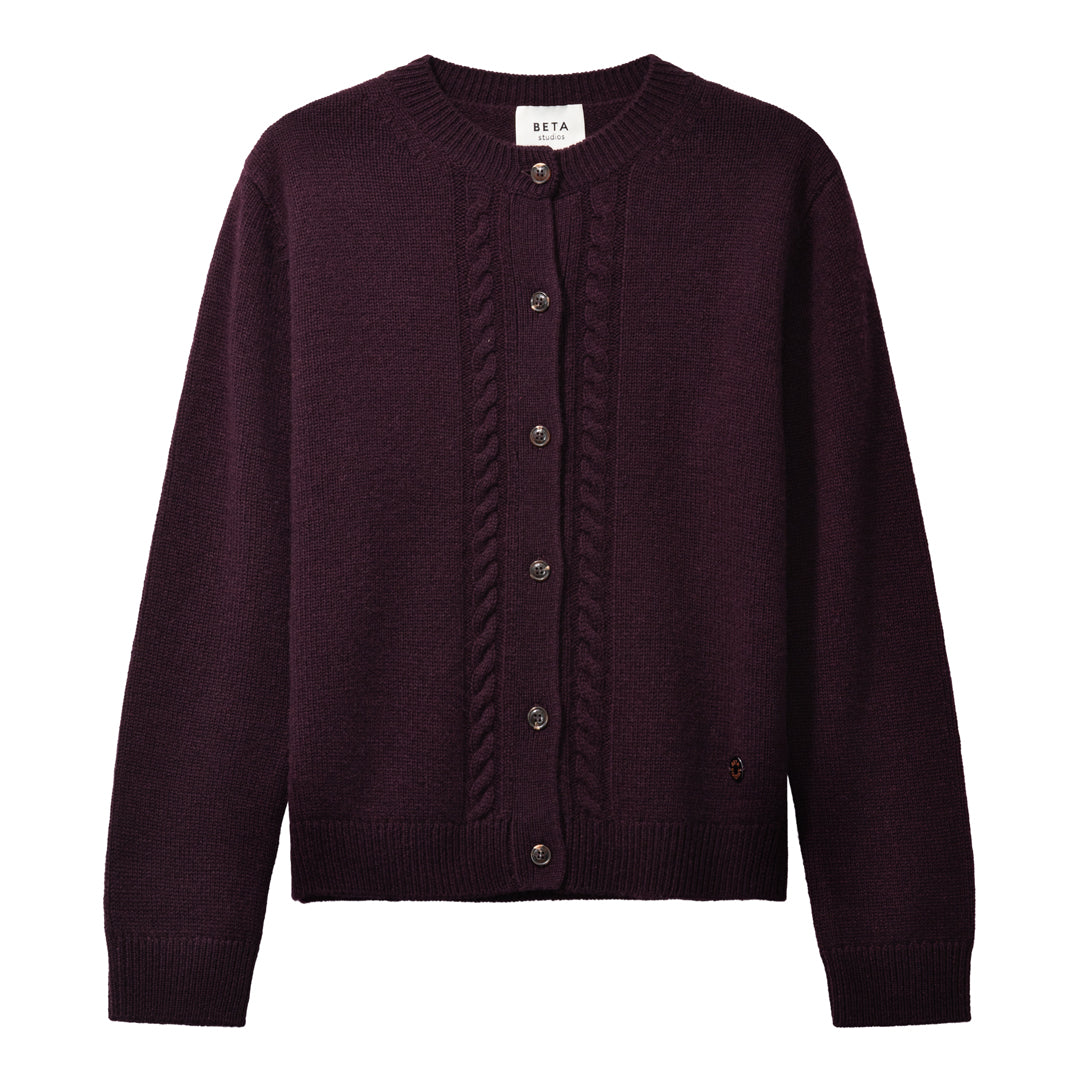 Beta Studios Nille Cardigan Uld/Cashmere Tops Dark Fig