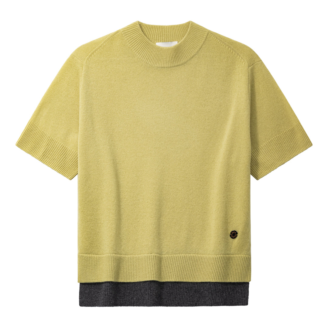 Beta Studios Ninna Short Sleeve Cashmere Tops Golden Green