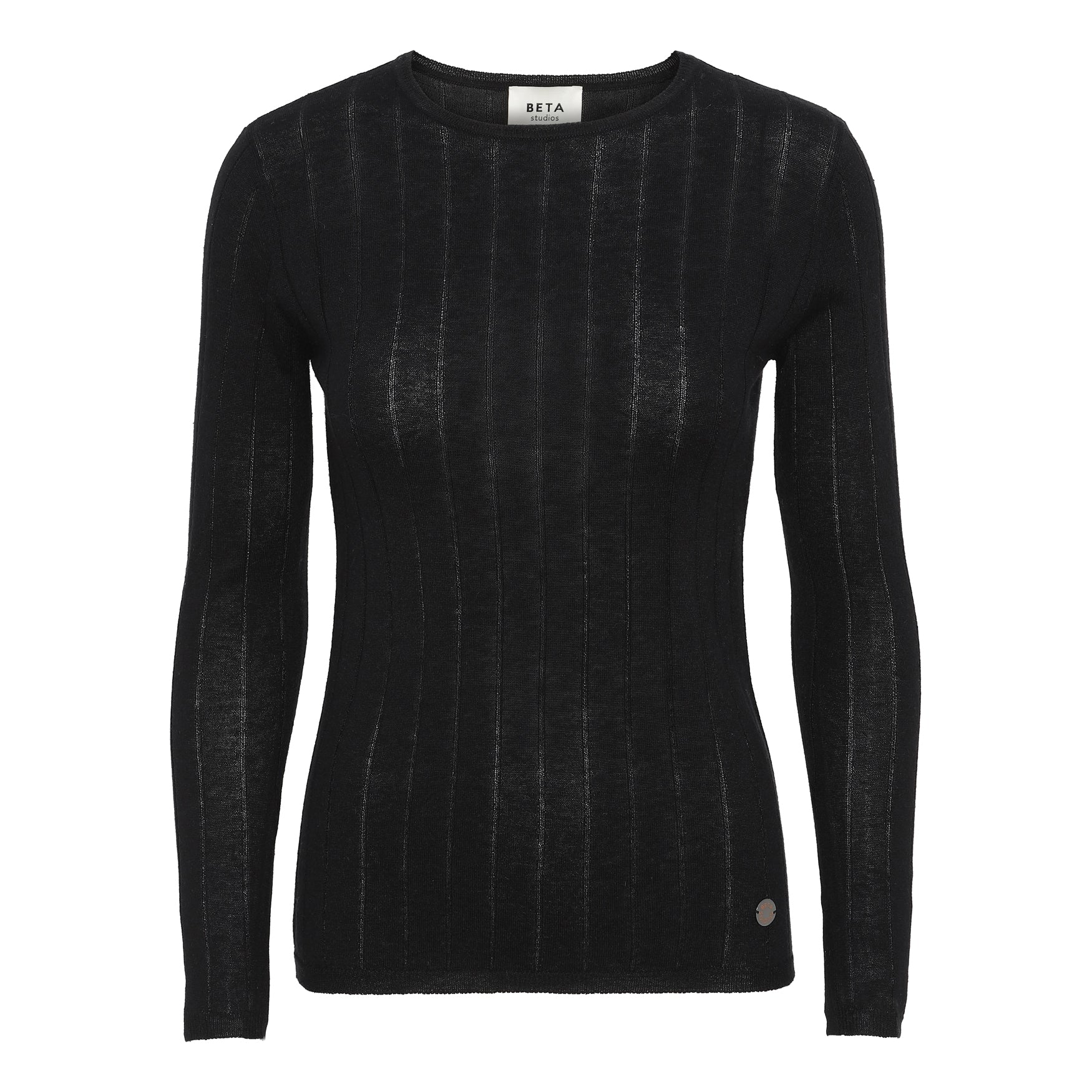 Beta Studios Cala Long Sleeve Tee Cashmere/Silk Silk/CashmereTops Black