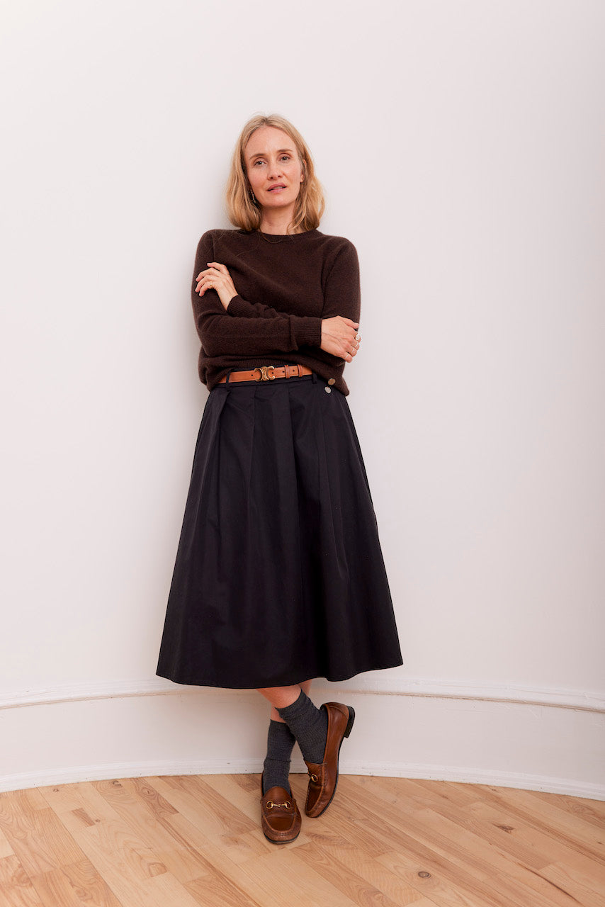 Beta Studios Abbie O-neck Basic Cashmere Tops Coffee Brown