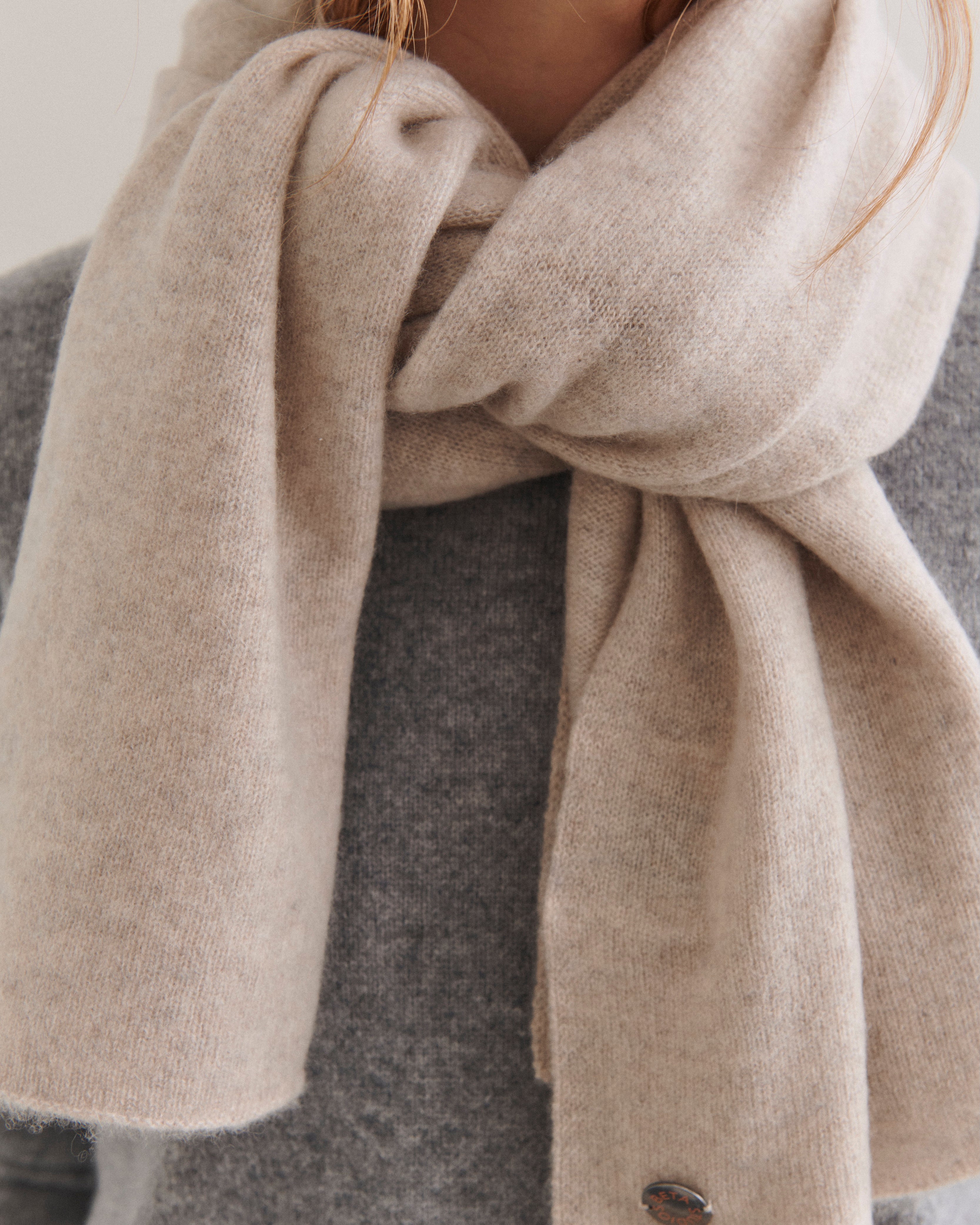 Beta Studios Aja Long Scarf Accessories Cashmere Sand Melange