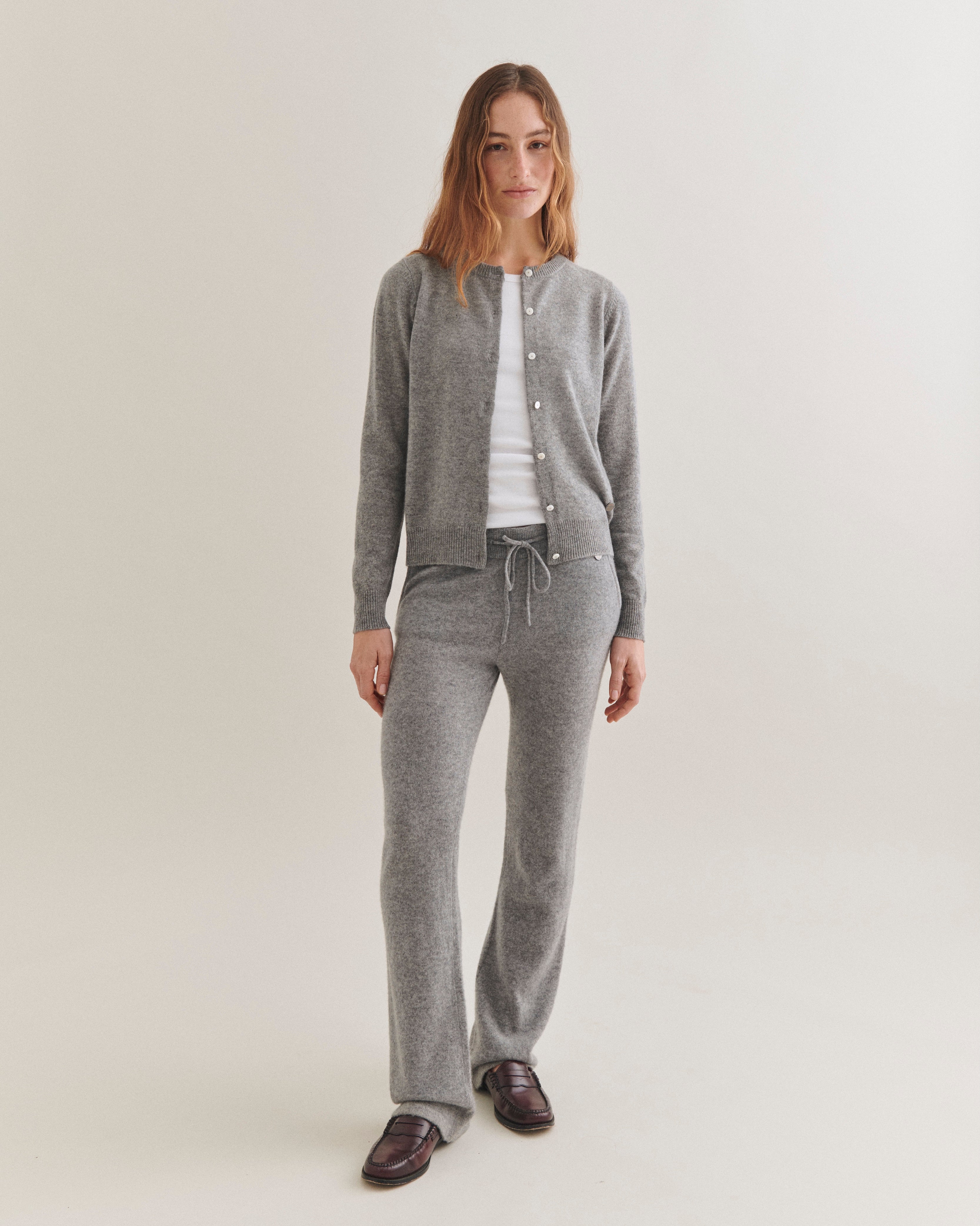 Beta Studios Alba Straight Pants Cashmere Pants Grey Melange