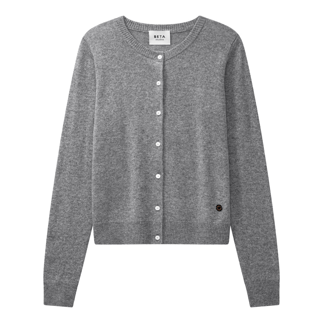 Beta Studios Alice Classic Cardigan Cashmere Tops Grey Melange