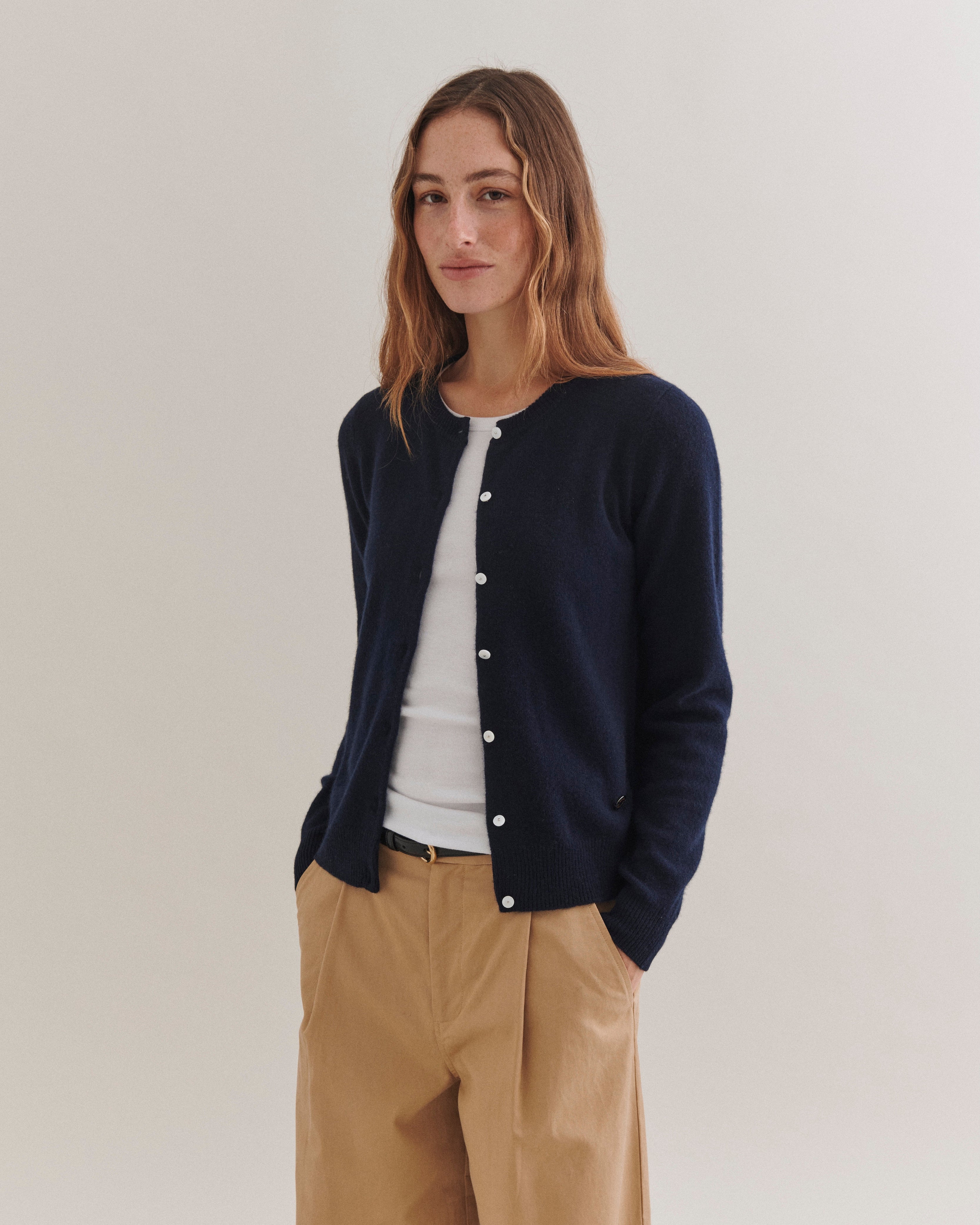 Beta Studios Alice Classic Cardigan Cashmere Tops Navy