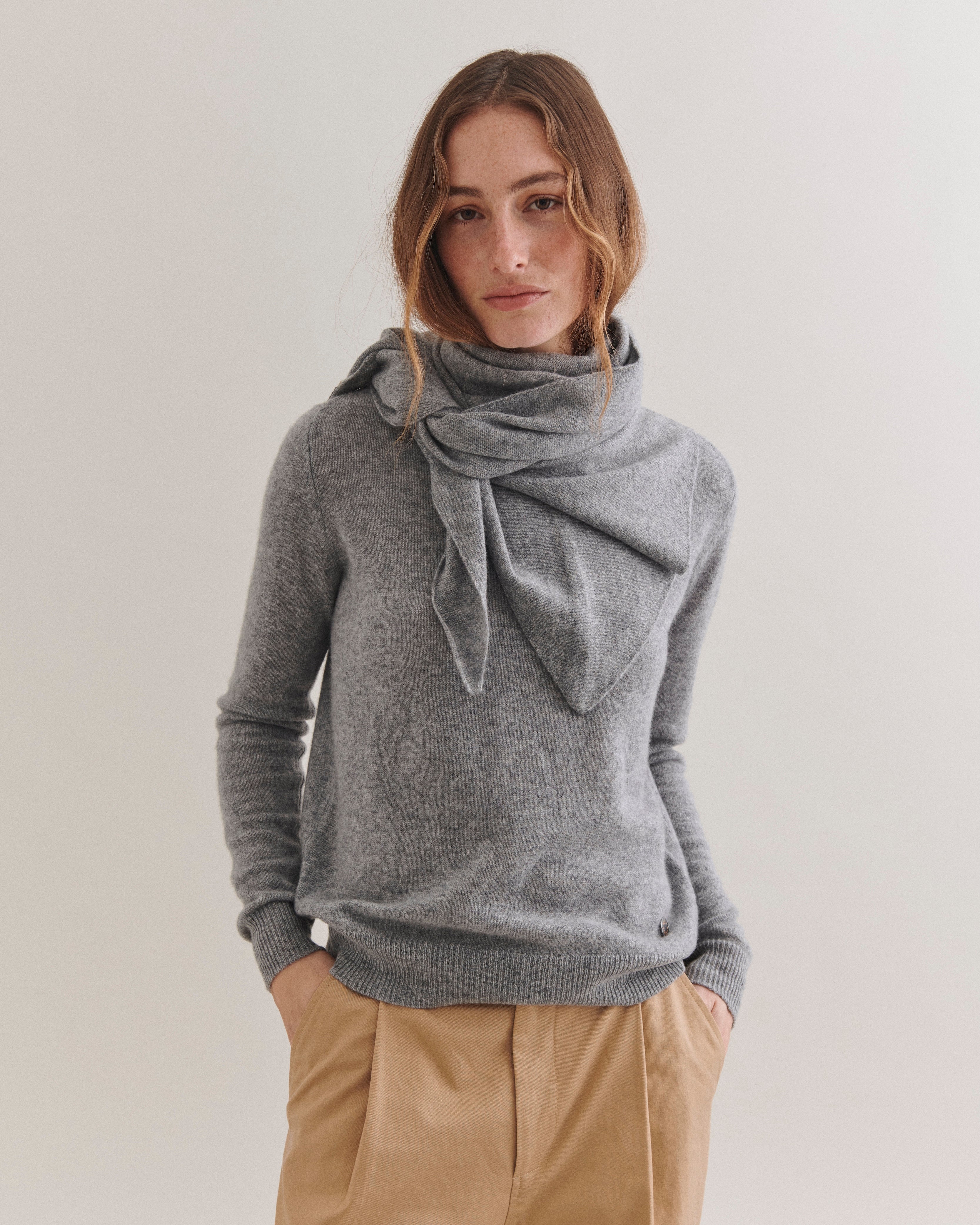 Beta Studios Andrea Triangle Scarf Accessories Cashmere Grey Melange