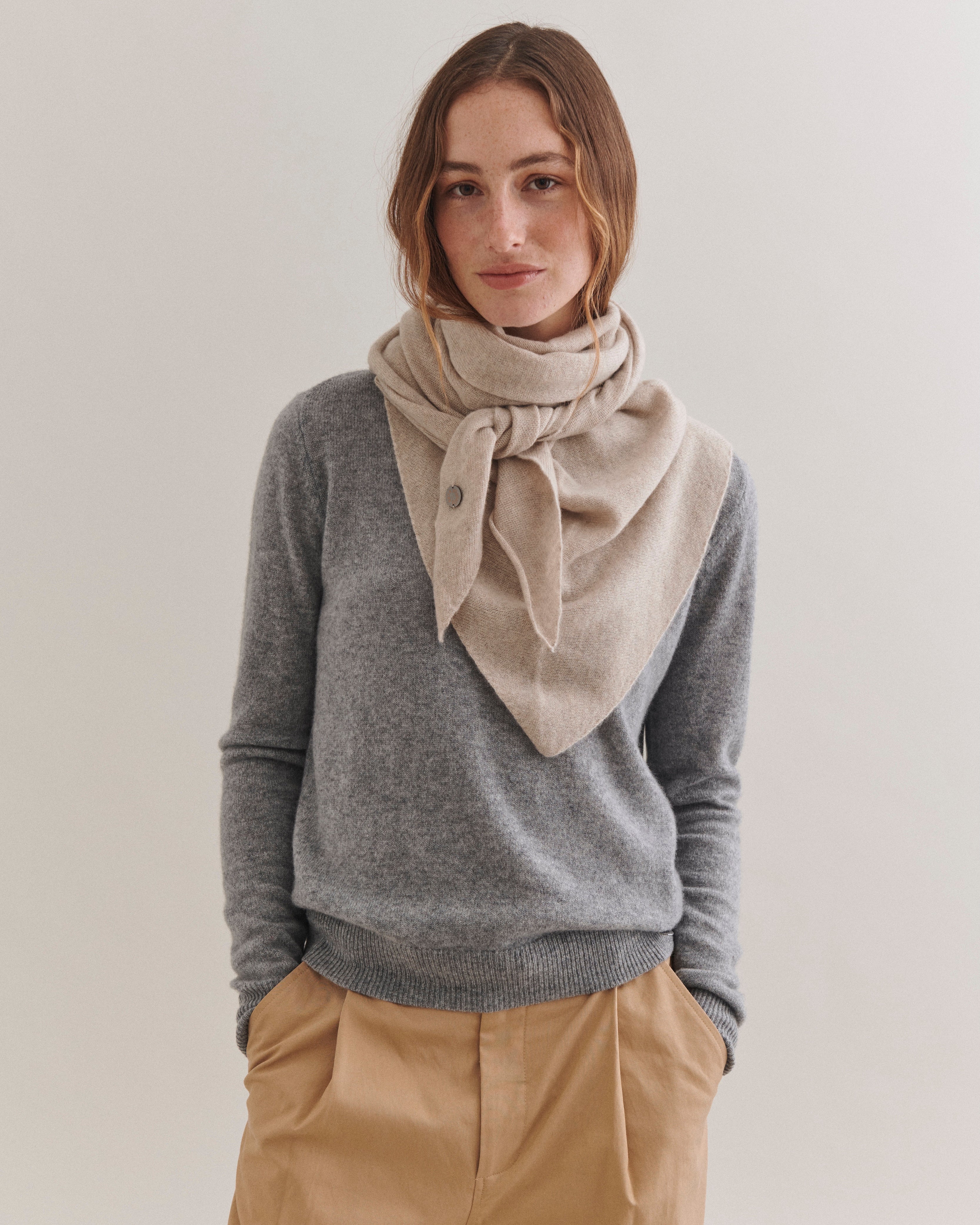 Beta Studios Andrea Triangle Scarf Accessories Cashmere Sand Melange