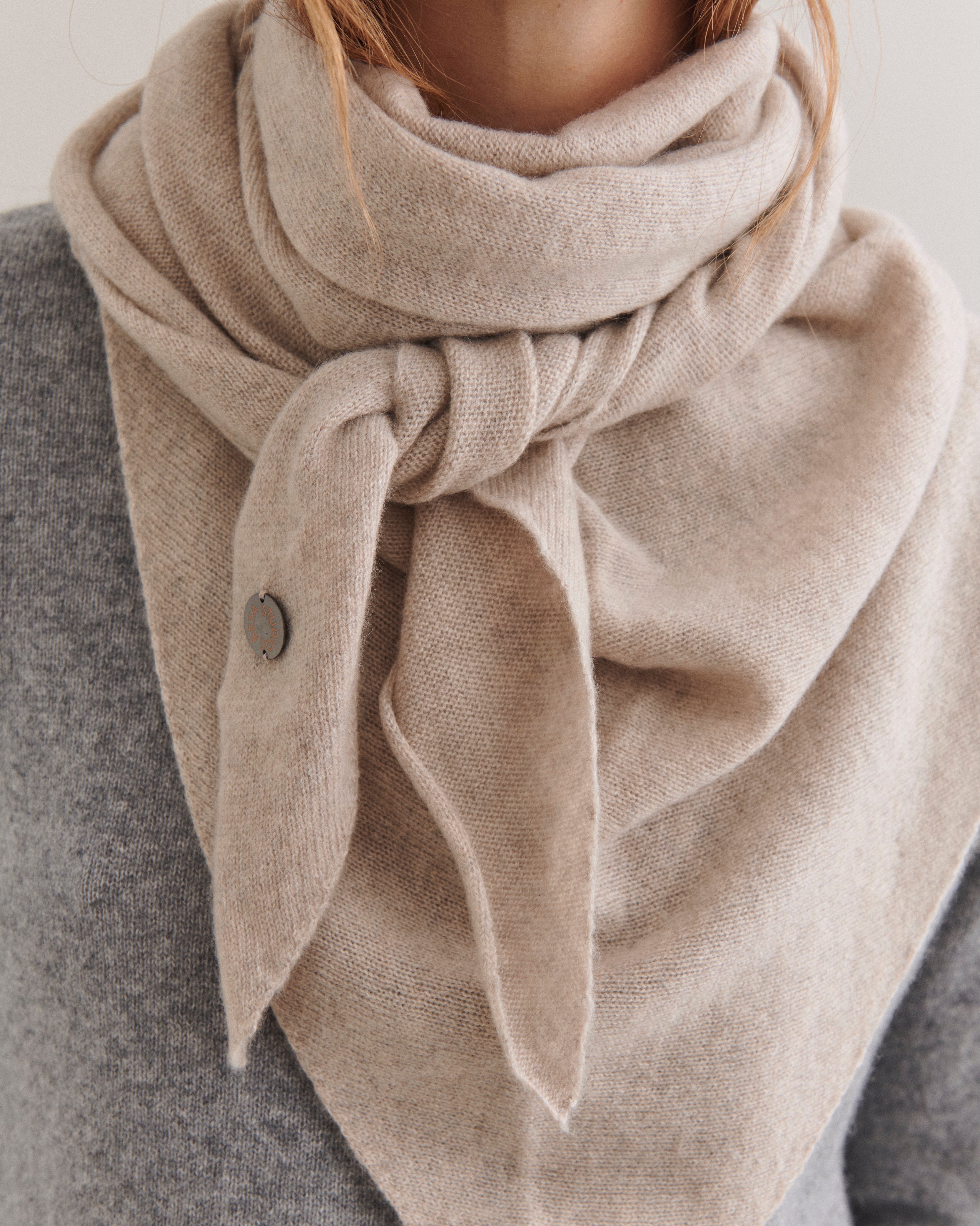 Beta Studios Andrea Triangle Scarf Accessories Cashmere Sand Melange