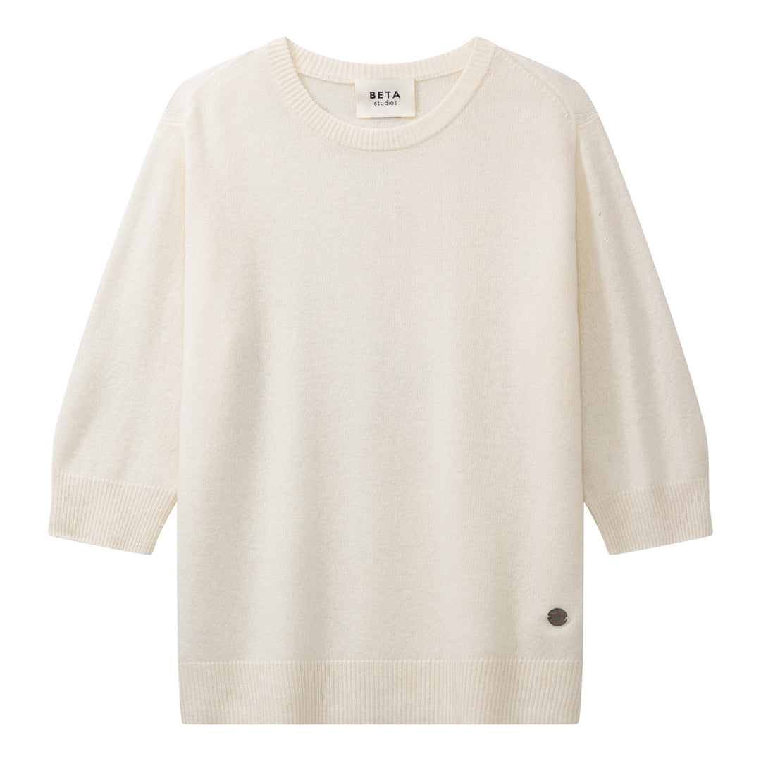 Beta Studios Anna Lady Sleeve Cashmere Tops Almost White
