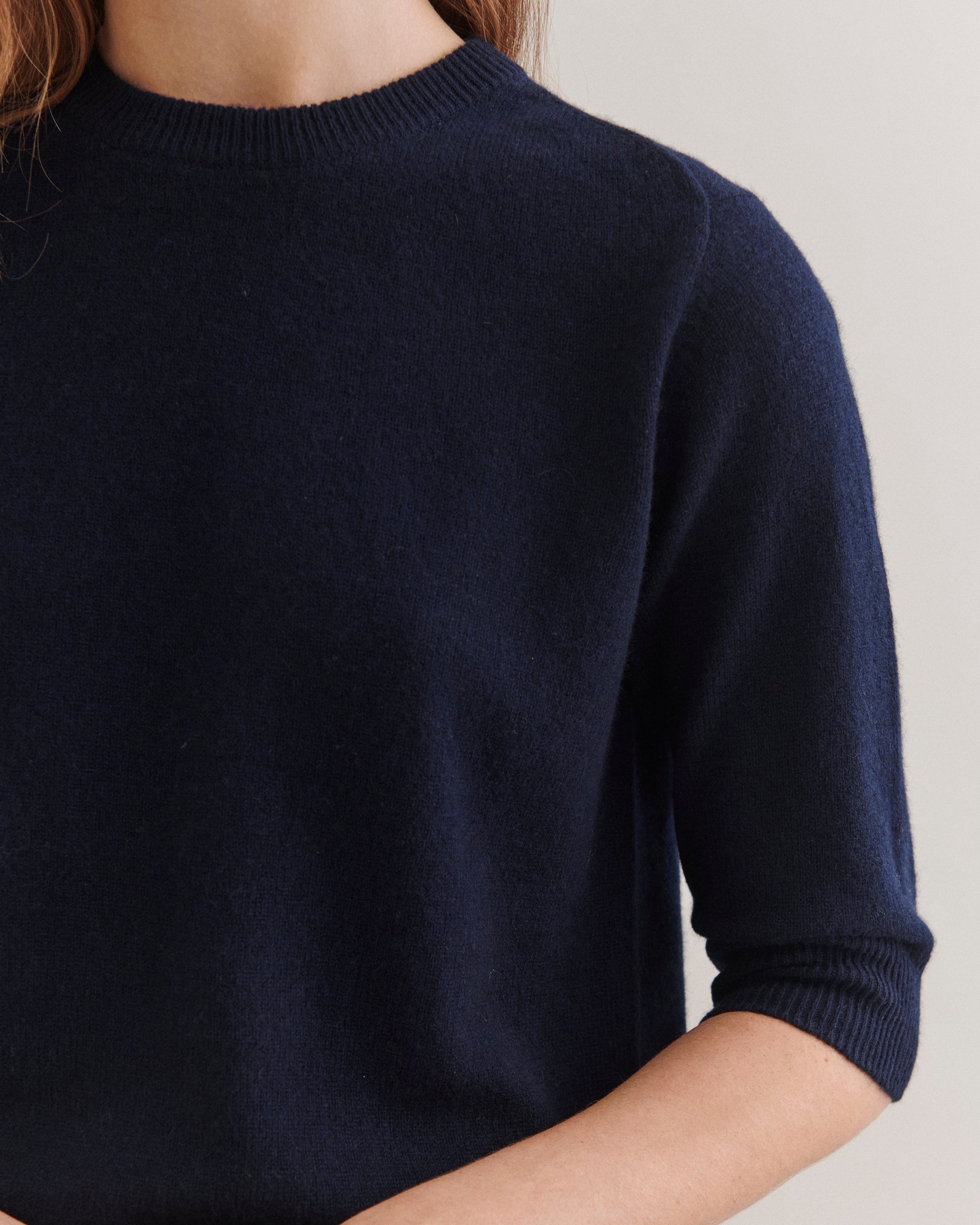 Beta Studios Anna Lady Sleeve Cashmere Tops Navy