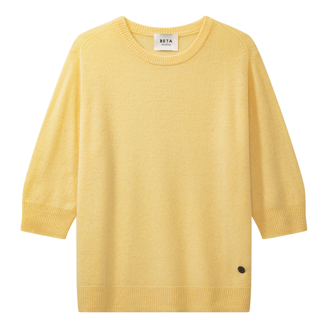 Beta Studios Anna Lady Sleeve Cashmere Tops Pastel Yellow