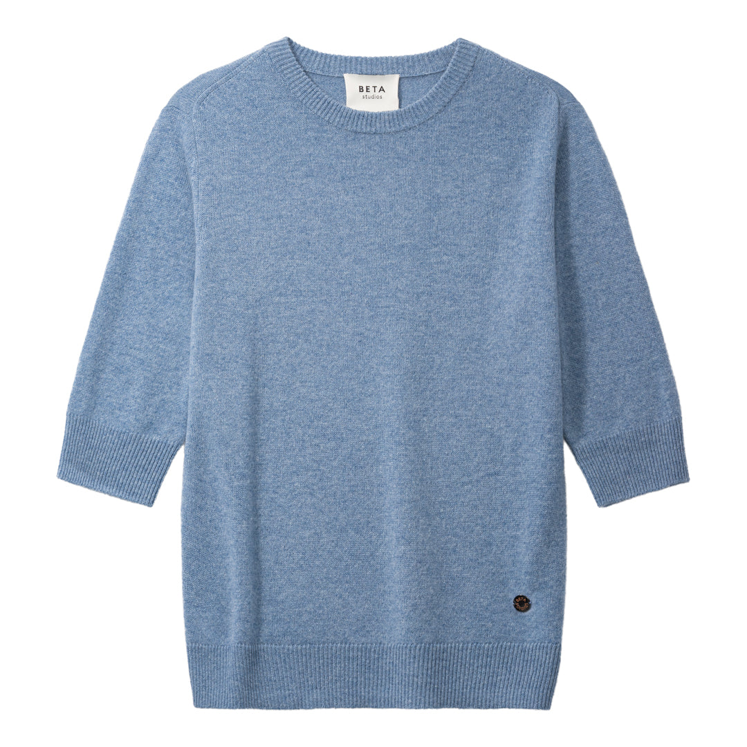 Beta Studios Anna Lady Sleeve Cashmere Tops Turtle Dove Blue
