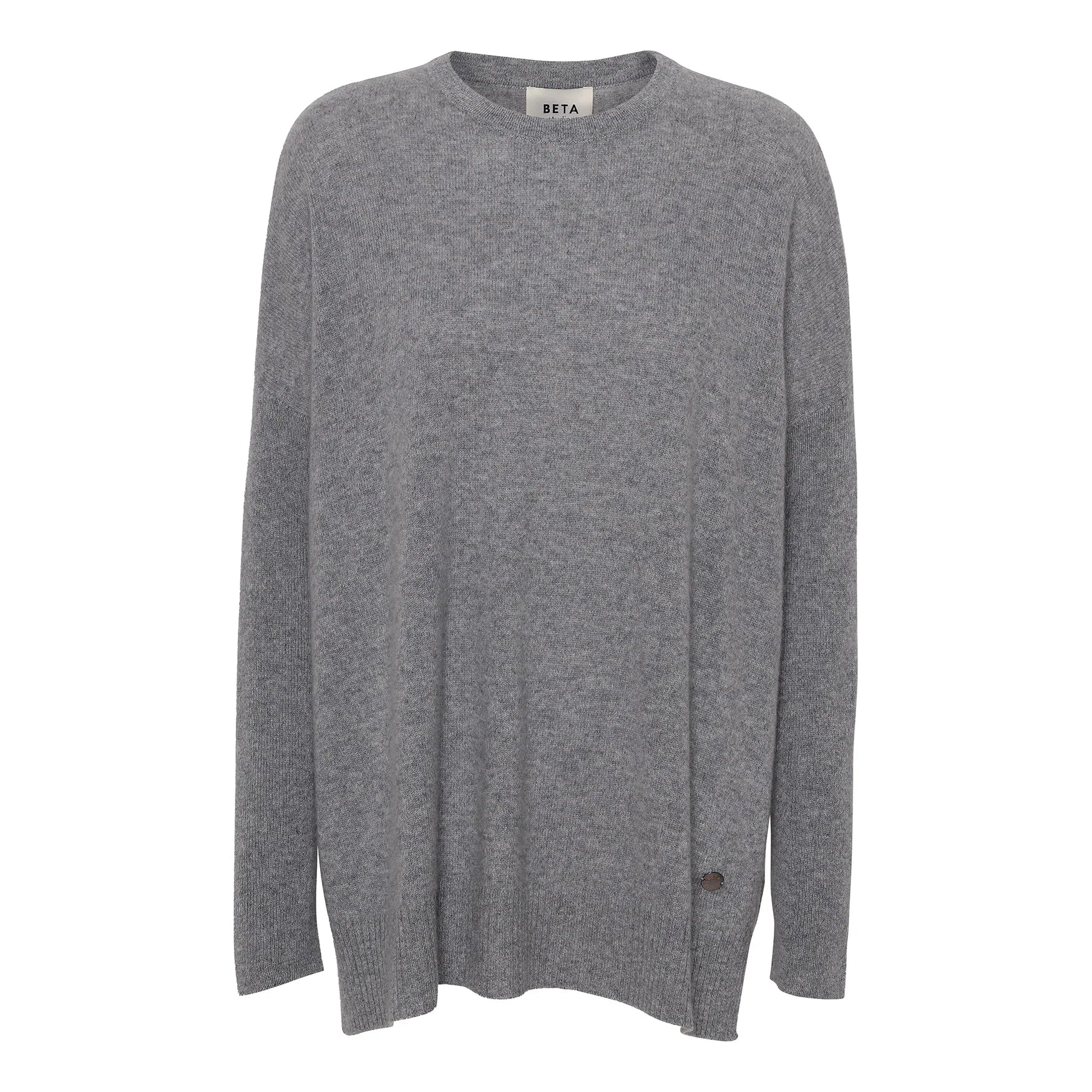 Beta Studios Berta Oversize O-neck top Cashmere Tops Grey Melange