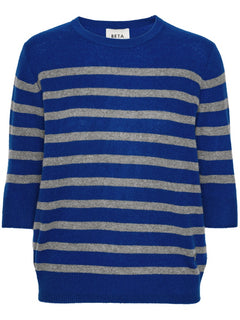 Bianca Striped Lady Sleeve - Azure Blue/Mole