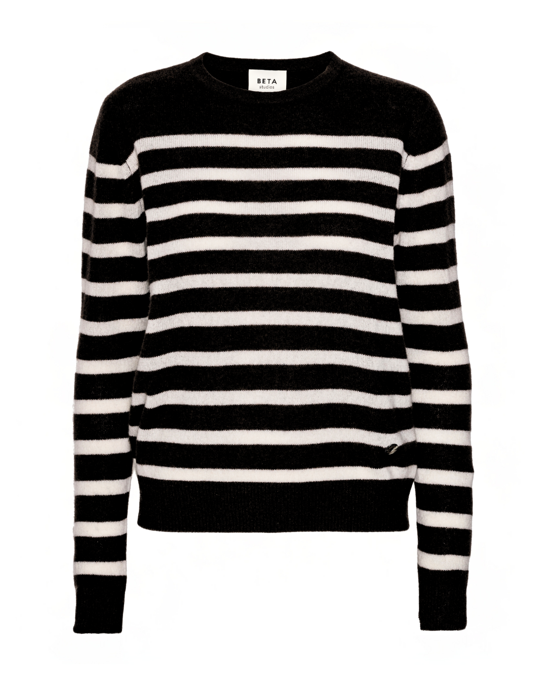 Beta Studios Bibi striped O-neck Cashmere Tops Black/Almost White