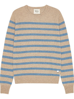 Bibi striped O-neck - Sand Melange/Turtle Dove Blue