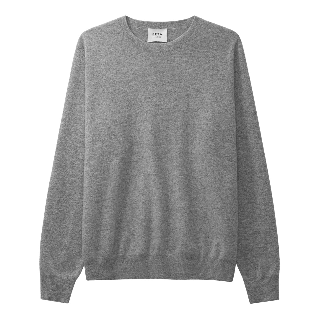 Beta Studios Carl O-neck cashmere Cashmere Tops Grey Melange