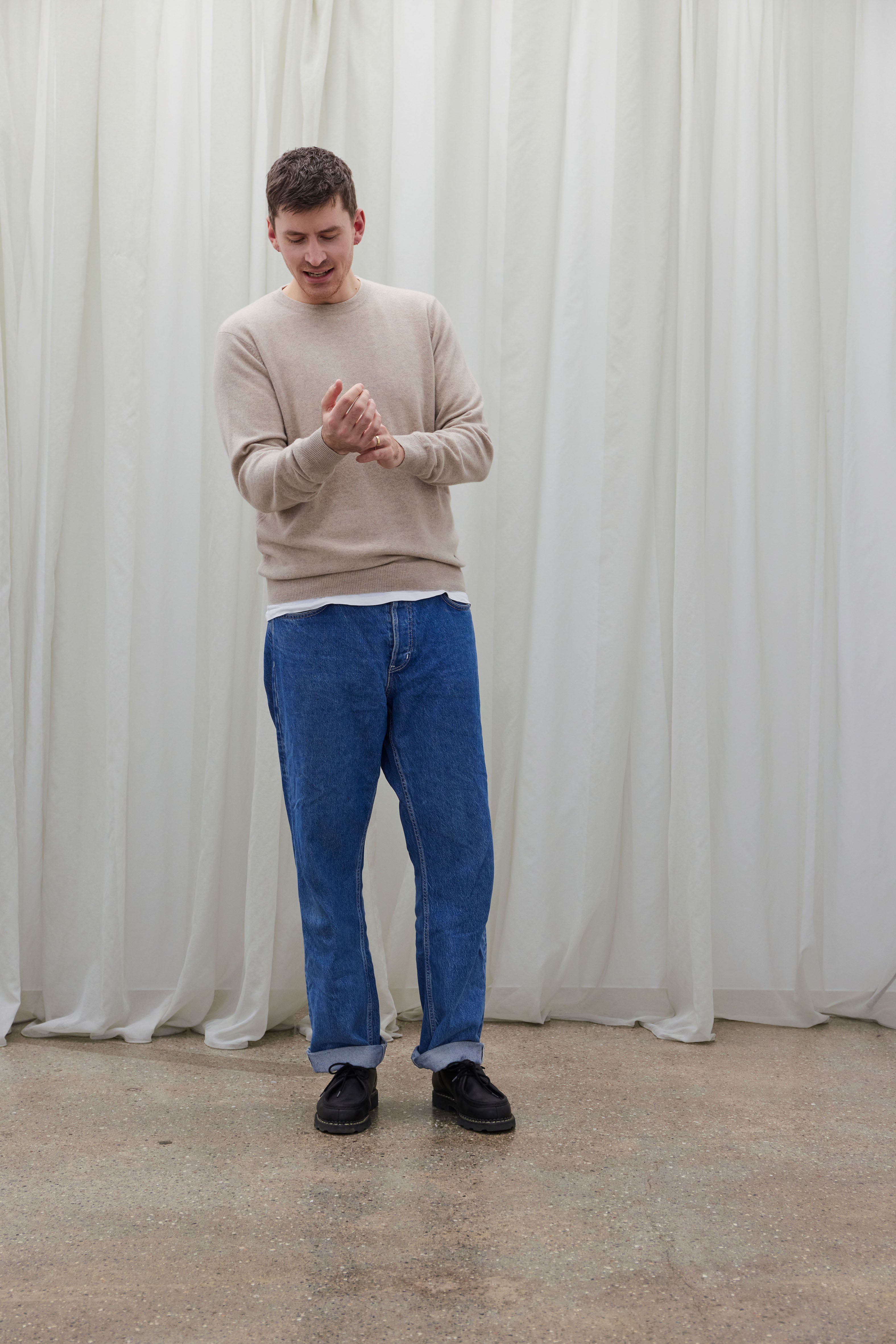 Beta Studios Carl O-neck cashmere Cashmere Tops Sand Melange