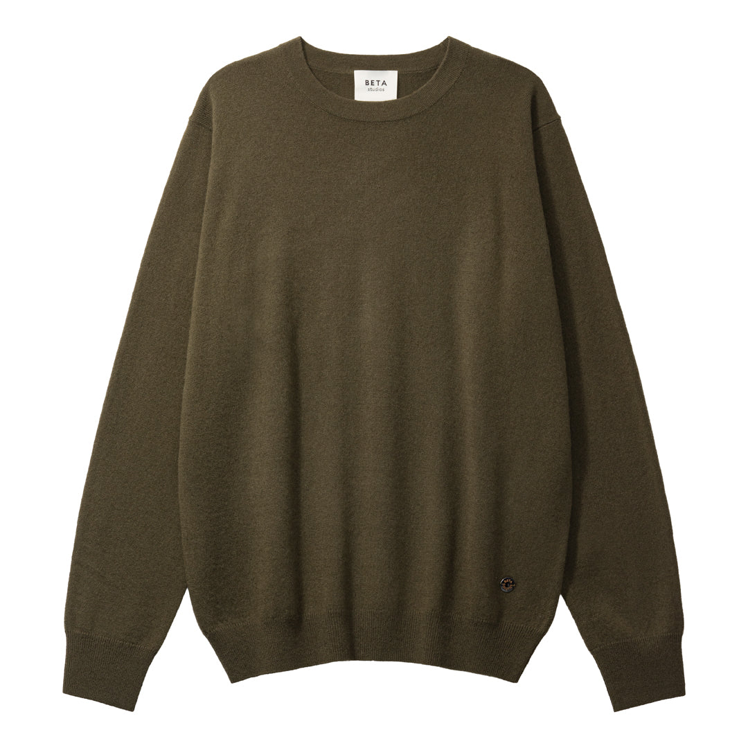 Beta Studios Carl O-neck cashmere Cashmere Tops Topiary Green