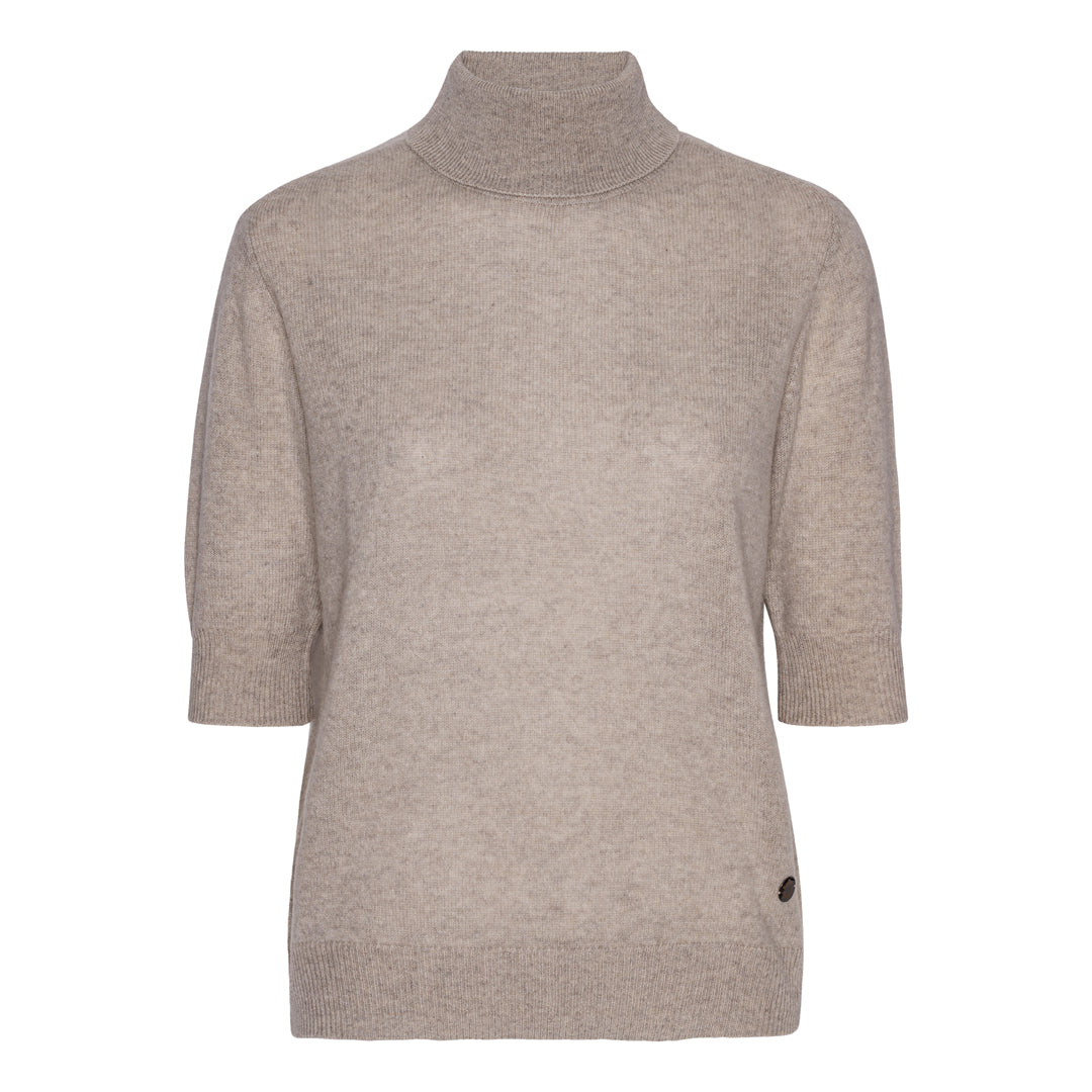 Beta Studios Jamaica Lady Sleeve High Neck Cashmere Tops Sand Melange