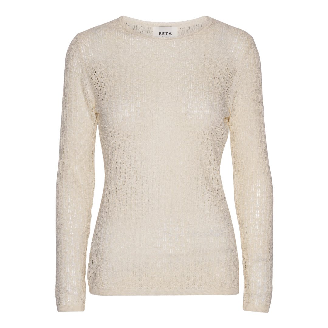 Beta Studios Jeanie Pointelle Silk/CashmereTops Milk