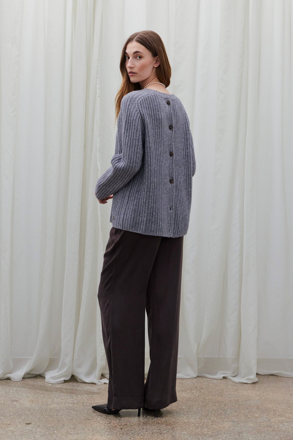 Beta Studios Josette O-Neck Uld/Cashmere Tops Grey Melange
