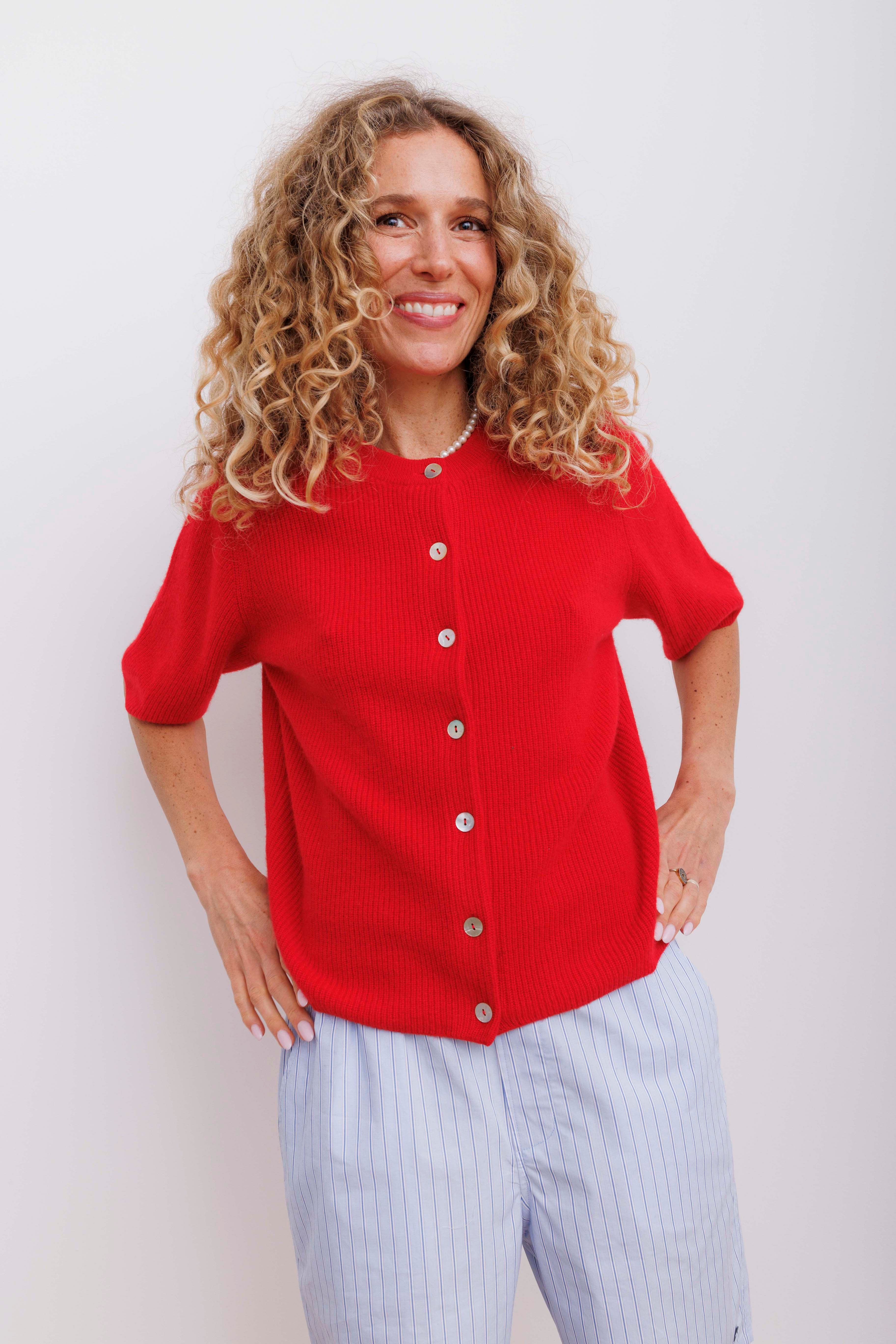 Beta Studios Karla Lady Sl Cardigan Cashmere Cardigan Red