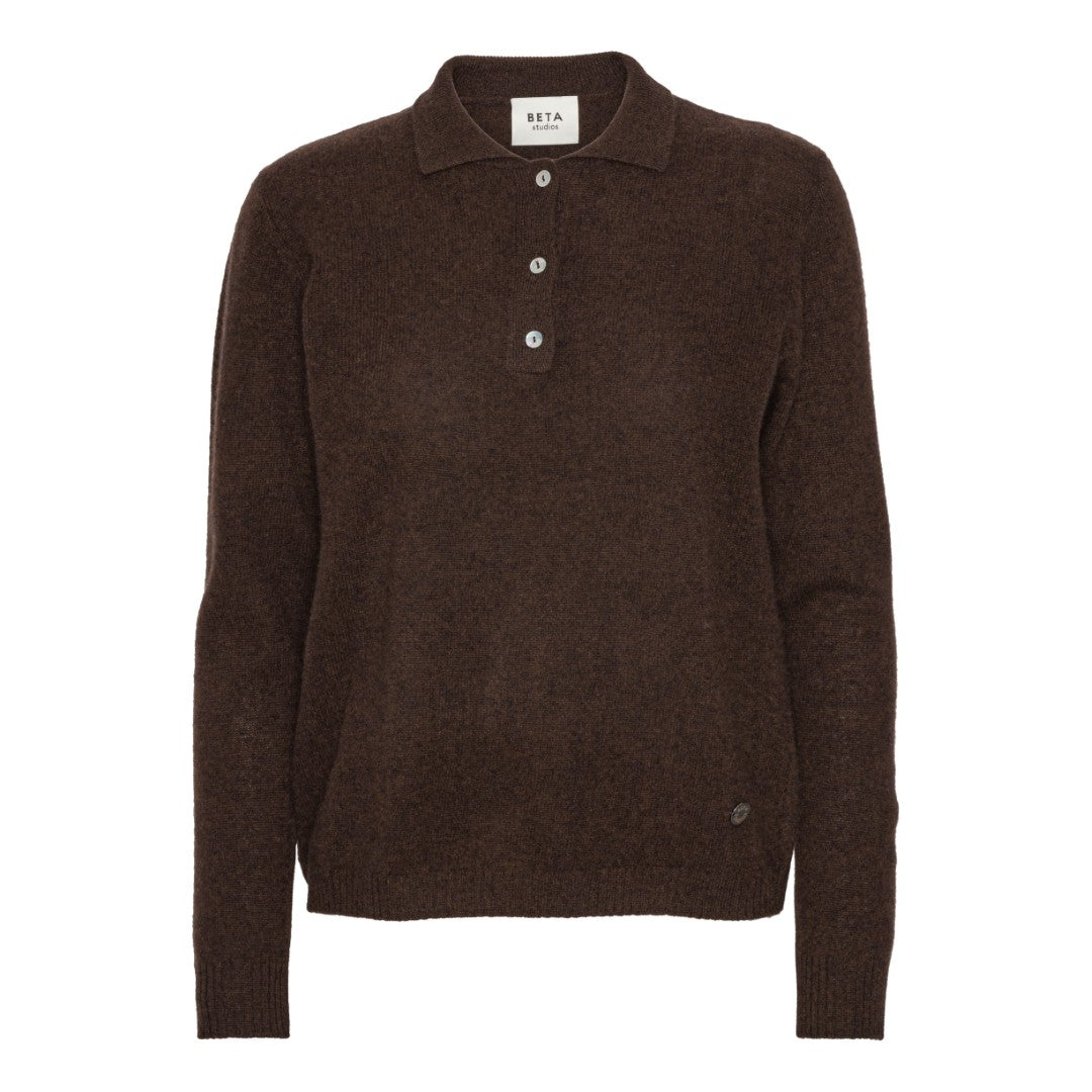Beta Studios Kassandra Polo Cashmere Tops Coffee Brown