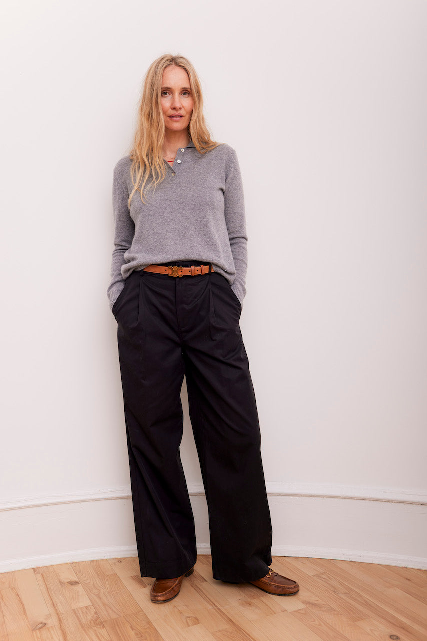 Beta Studios Kassandra Polo Cashmere Tops Grey Melange