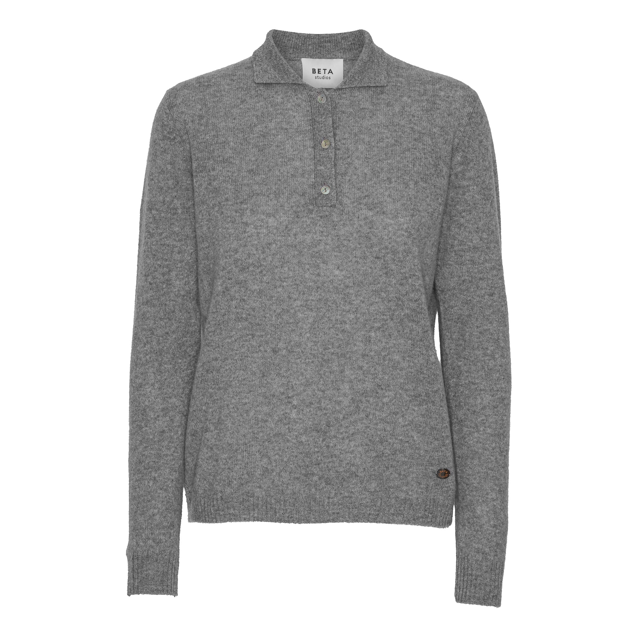 Beta Studios Kassandra Polo Cashmere Tops Grey Melange
