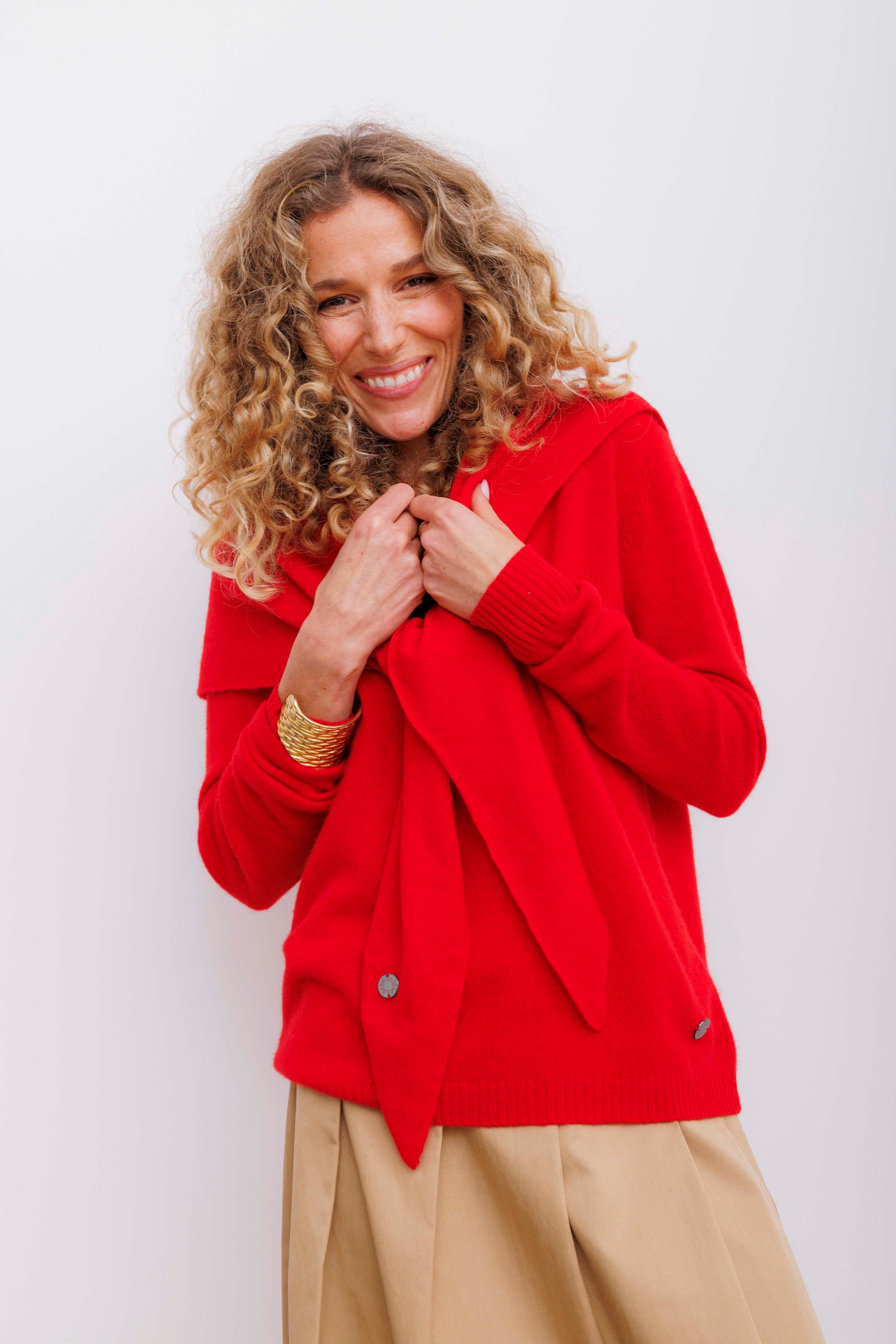 Beta Studios Kassandra Polo Cashmere Tops Red