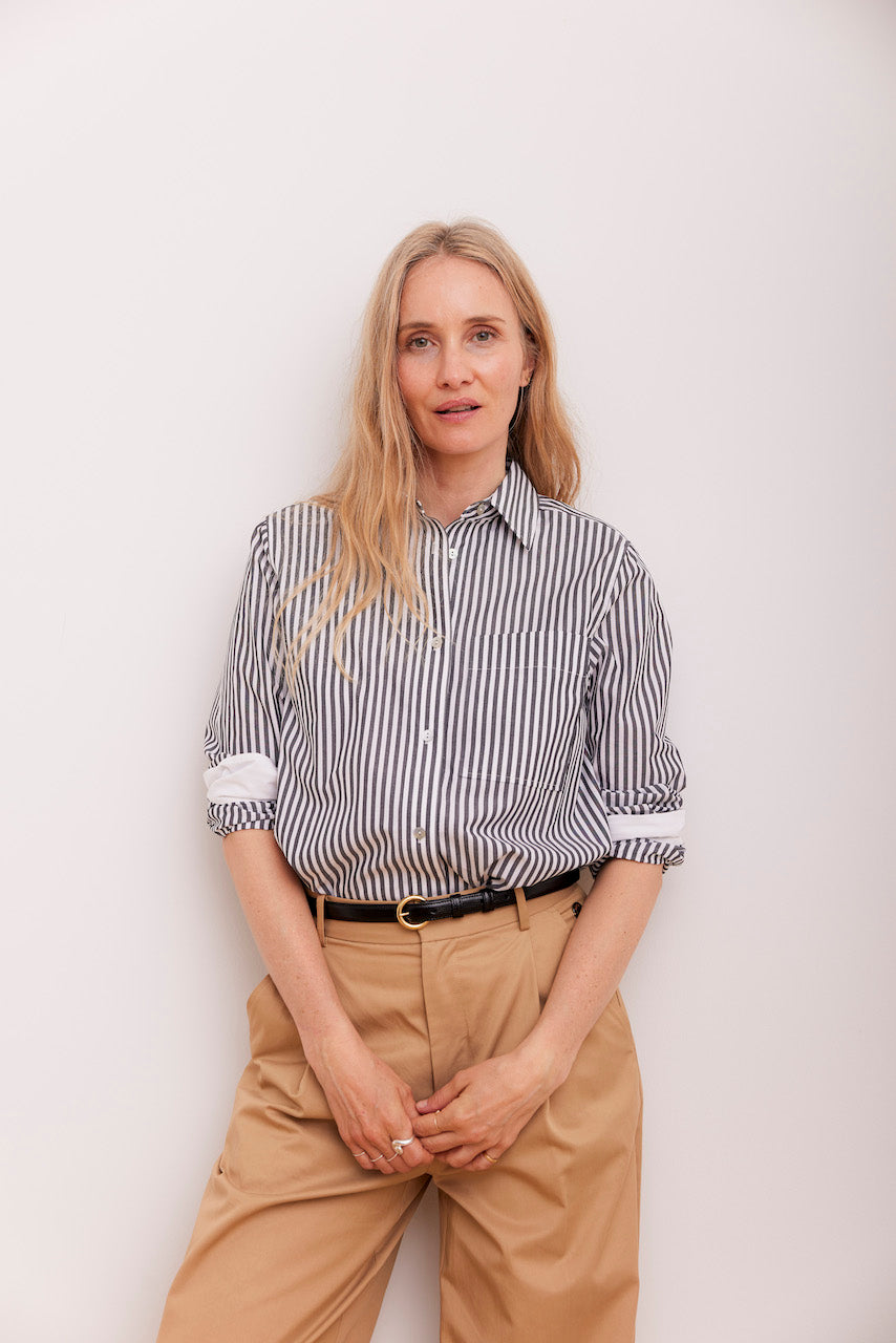 Beta Studios Klaudia Striped Shirt Boxy Shirt Black/White Stripe