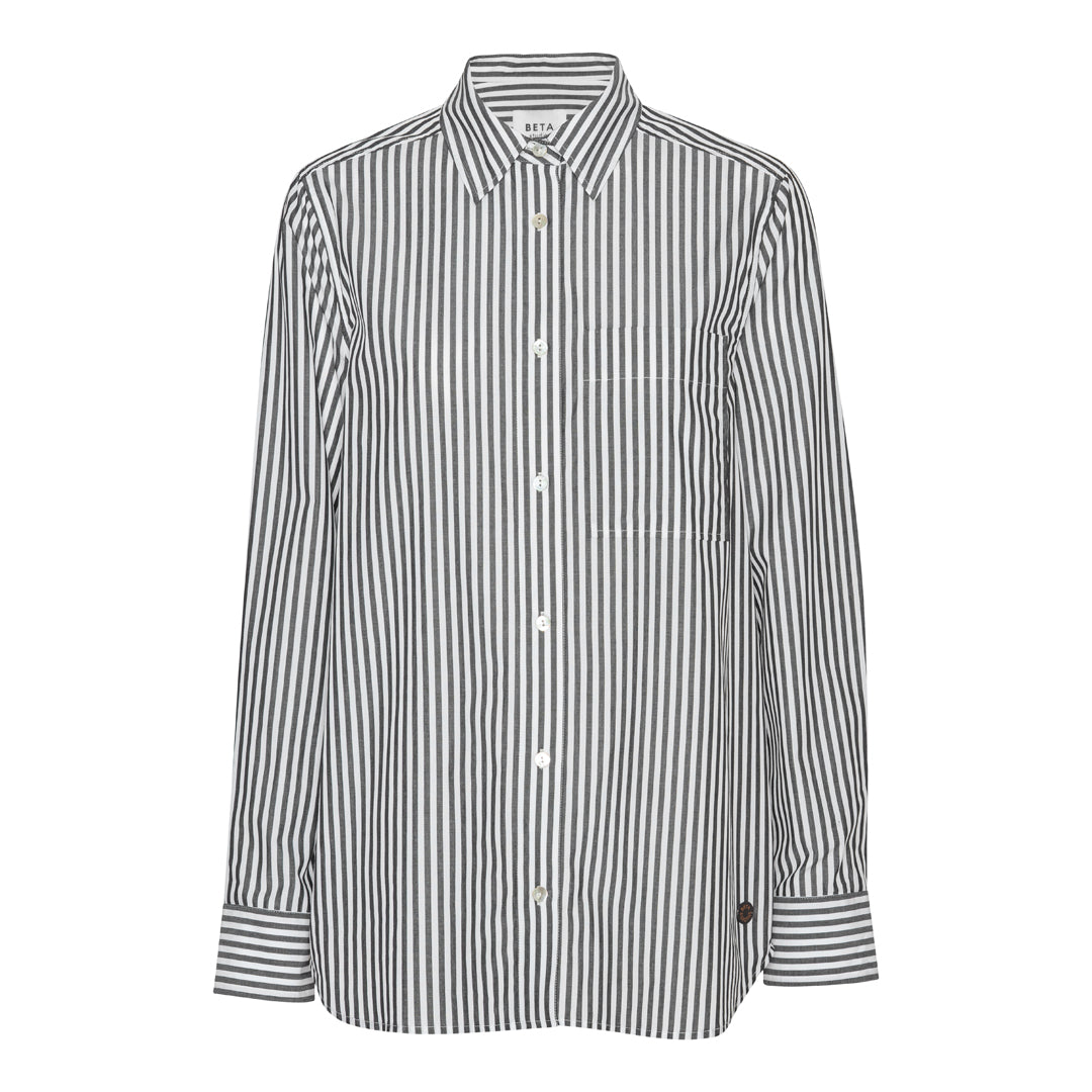 Beta Studios Klaudia Striped Shirt Boxy Shirt Black/White Stripe