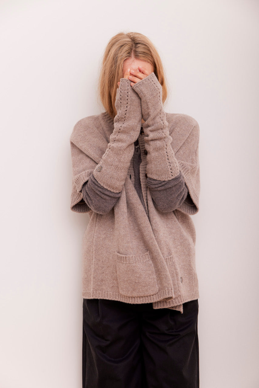 Beta Studios Kristel Short Cape Cardigan Sand Melange