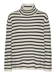 Kylie Stripes High Neck - White/Black Stripes