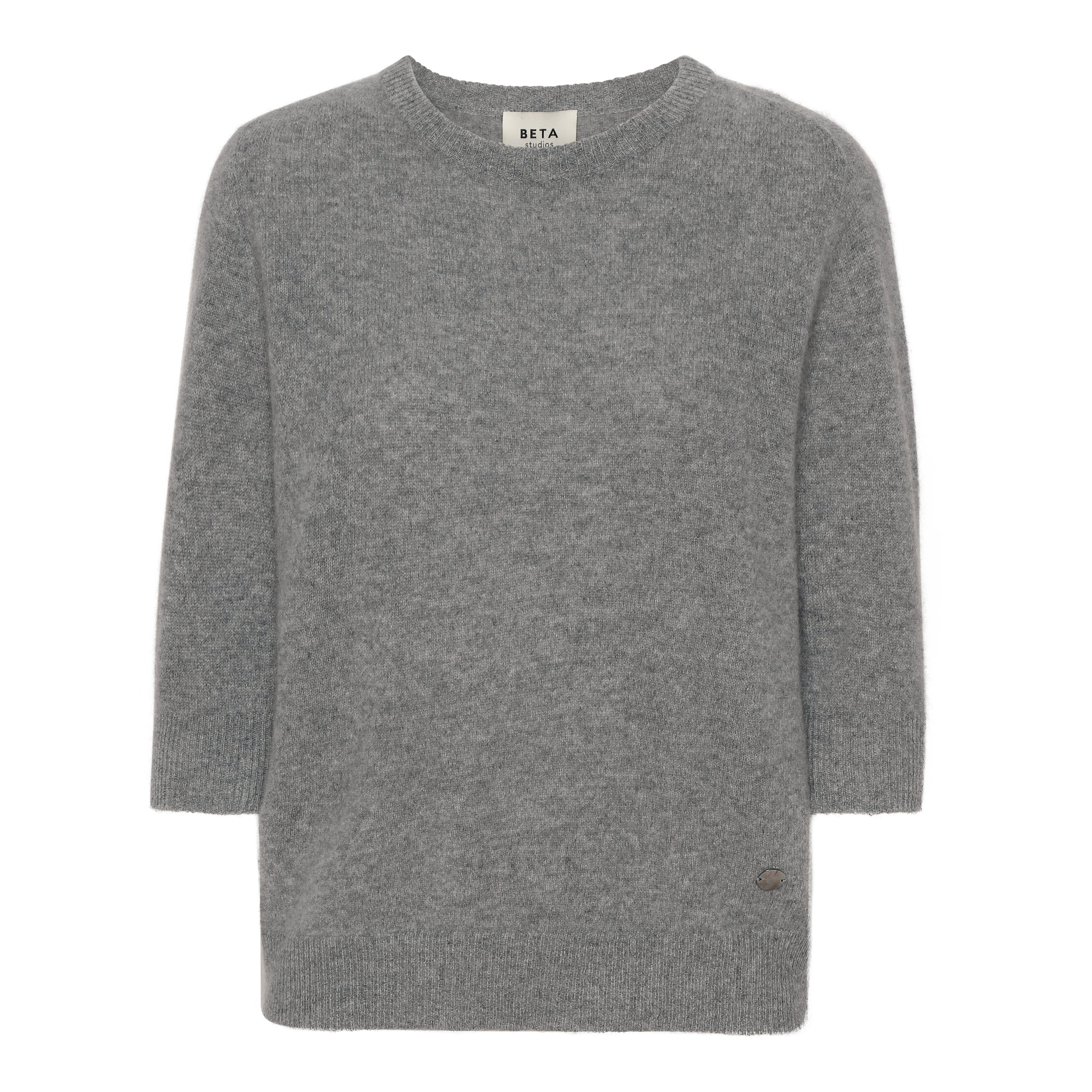 Beta Studios Anna Lady Sleeve Cashmere Tops Grey Melange