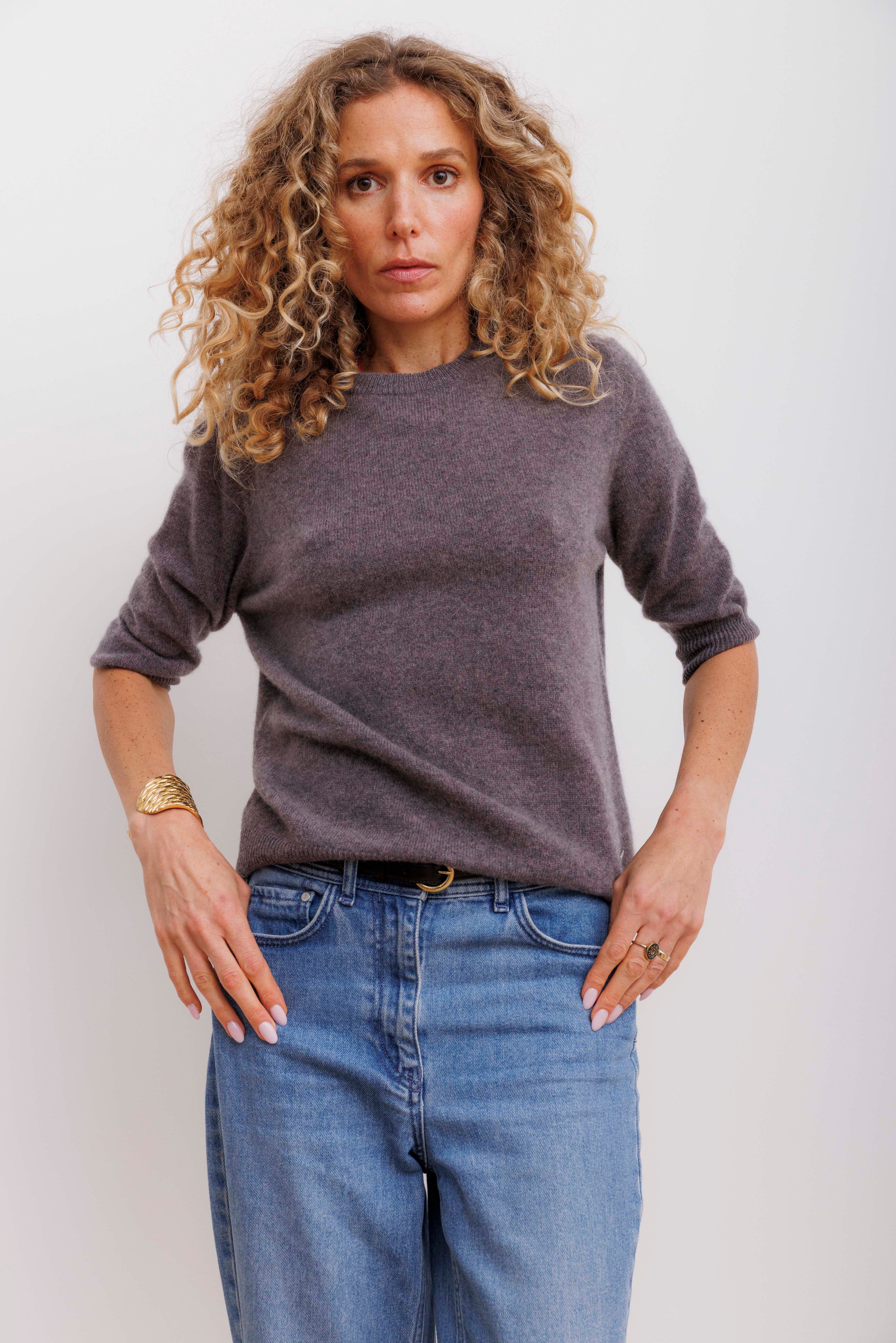 Beta Studios Anna Lady Sleeve Cashmere Tops Mole