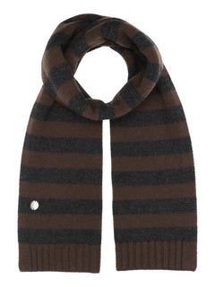 Lareen Striped Scarf - Seal Brown/Anthracite Grey