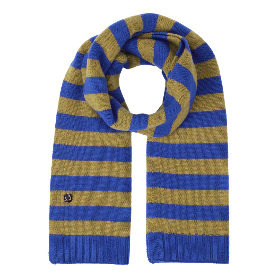Beta Studios Lareen Striped Scarf Uld/Cashmere accessories Ultramarine/Mustard Gold