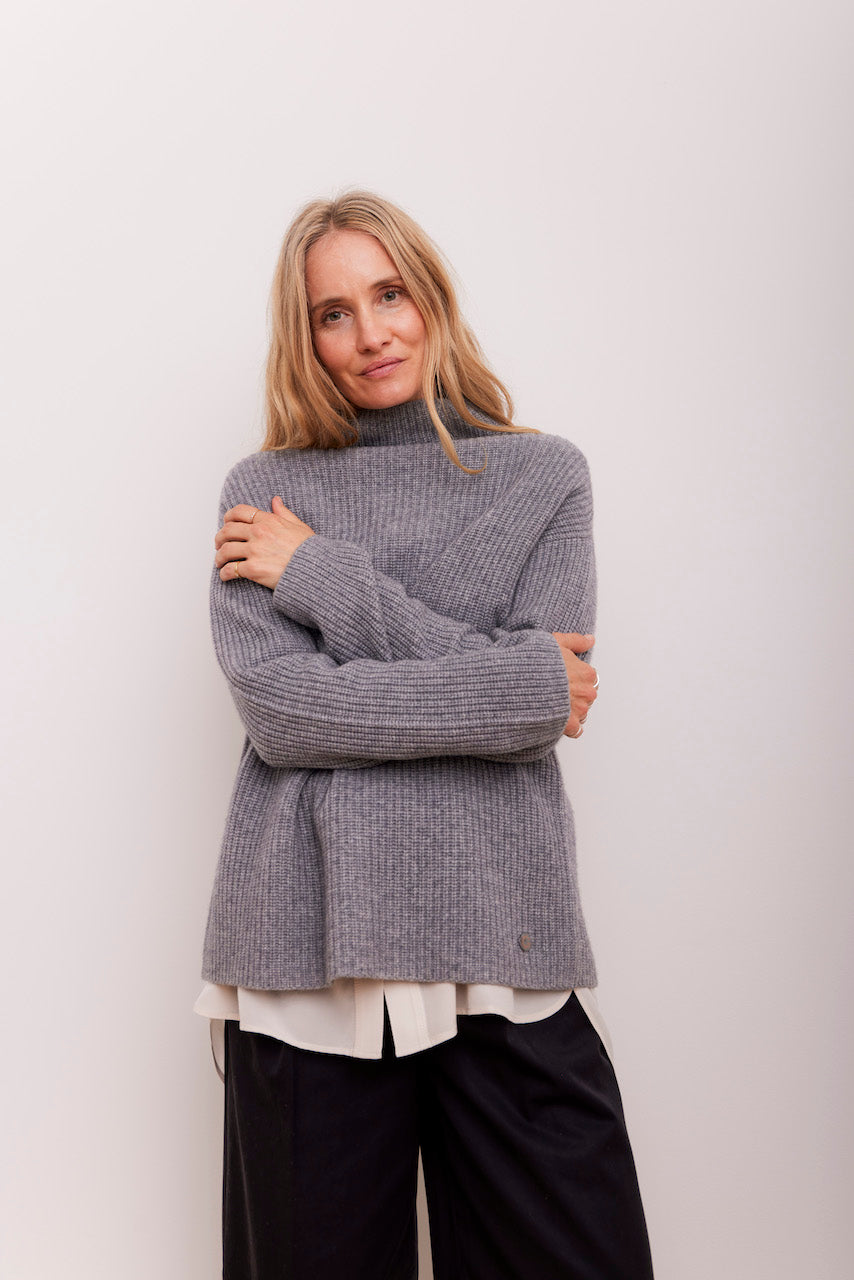 Beta Studios Laya Turtle Neck Uld/Cashmere Tops Grey Melange