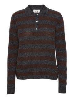 Lizzie Polo Stripes - Anthracite Grey/Coffee Brown