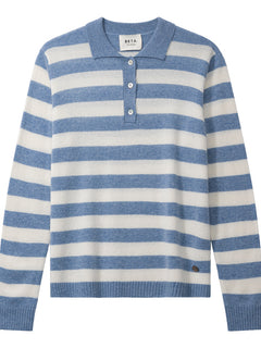 Lizzie Polo Stripes - Turtle Dove Blue/Almost White