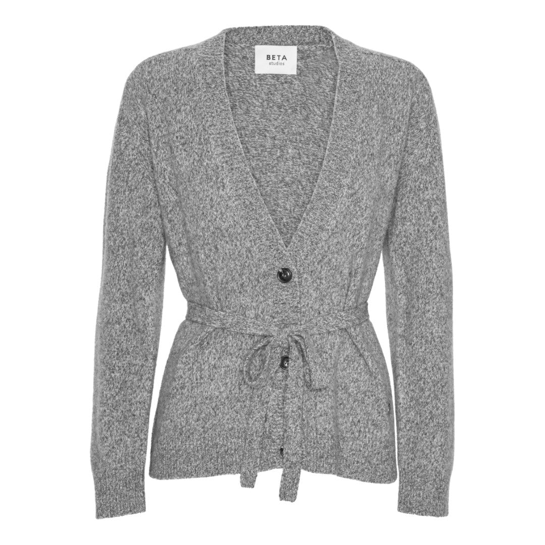 Beta Studios Luna Cardigan Cashmere/Silk Top Frost Grey Melange