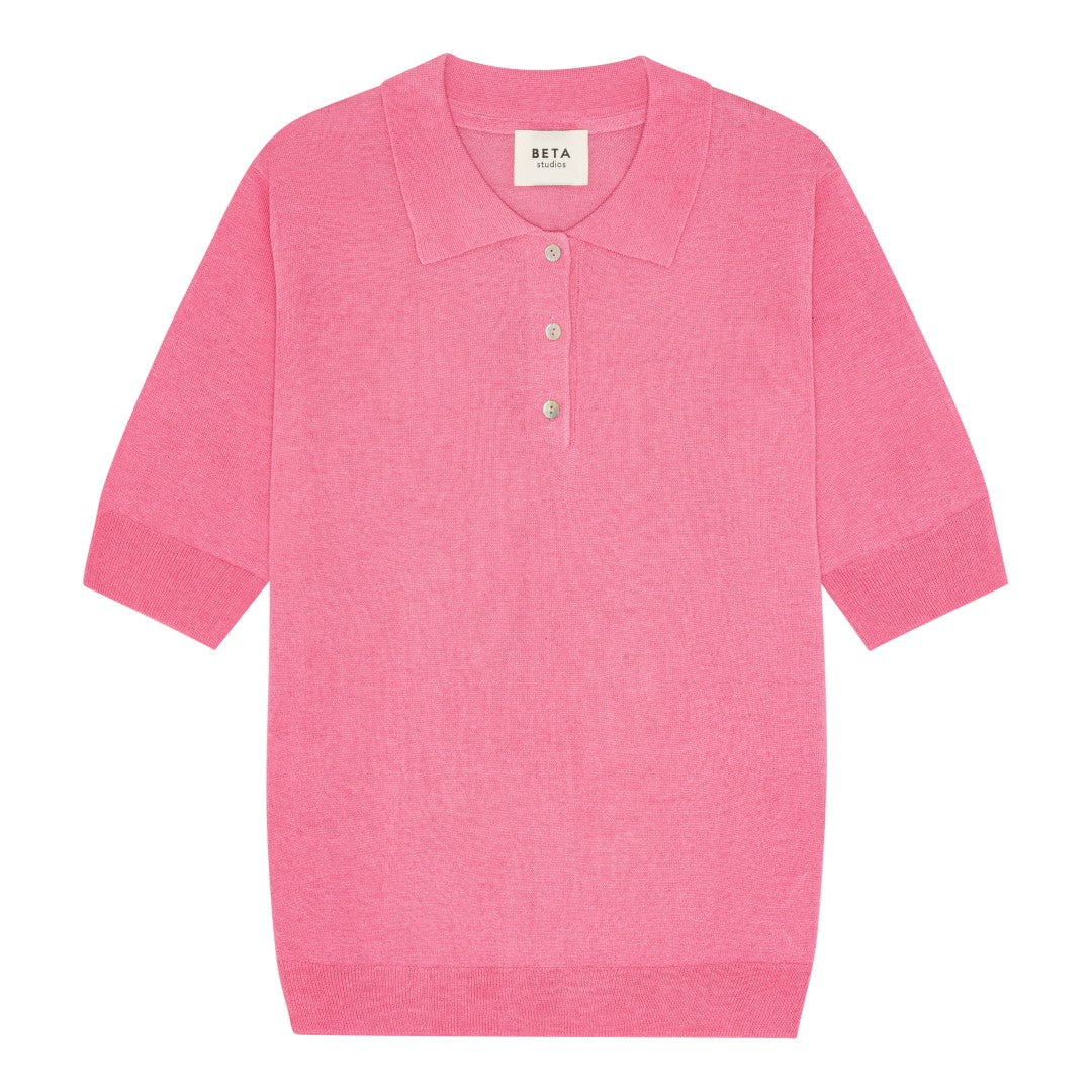 Beta Studios Maja Polo Silk/CashmereTops Begonia Pink